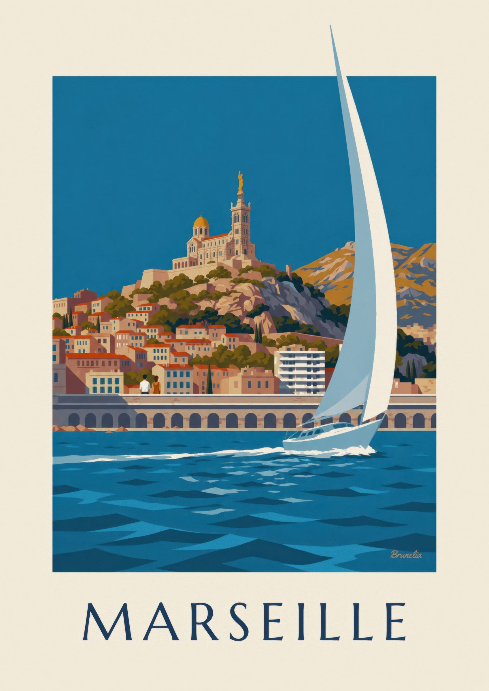 Plakat Notre-Dame-de-la-Garde widzianej od strony morza: zbliżenie szczegółu