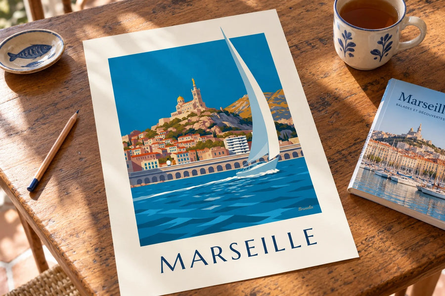 Plakat Notre-Dame-de-la-Garde widzianej od strony morza : na stole