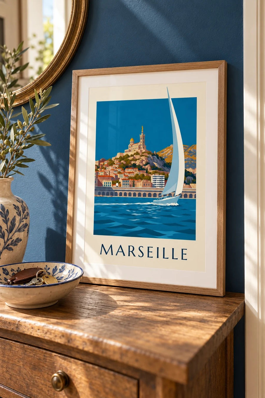 Plakat Notre-Dame-de-la-Garde widzianej od strony morza : mały format A4 w ramie