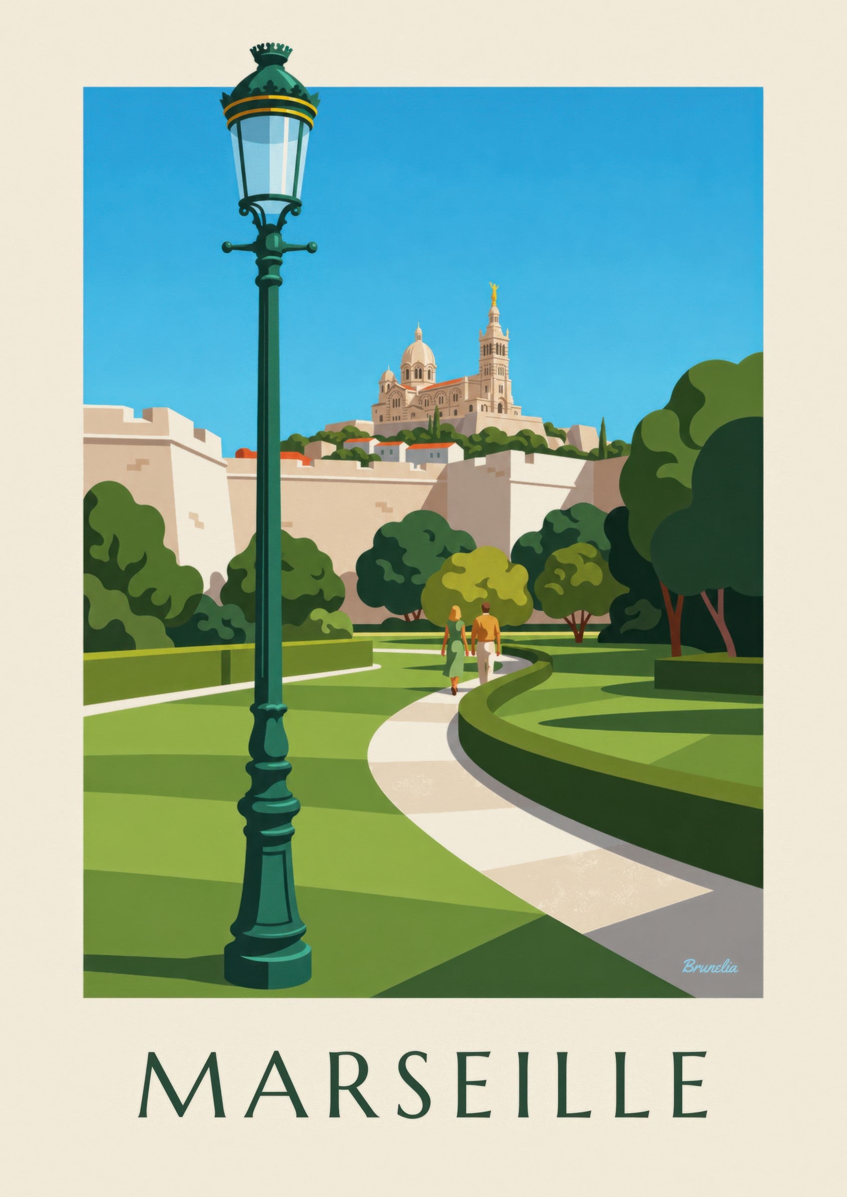 Affiche Notre-Dame-de-la-Garde vue du Pharo: zbliżenie szczegółu