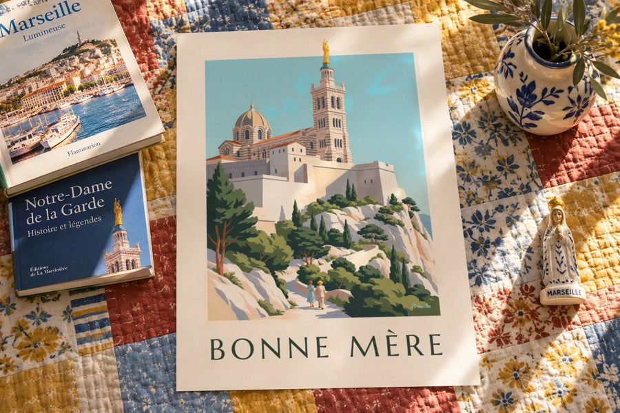Plakat bazyliki Notre-Dame-de-la-Garde : na stole
