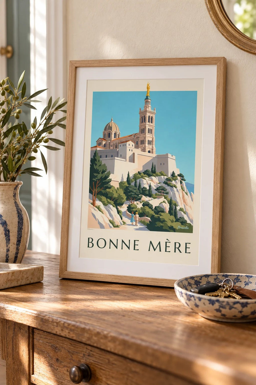 Plakat bazyliki Notre-Dame-de-la-Garde : mały format A4 w ramie
