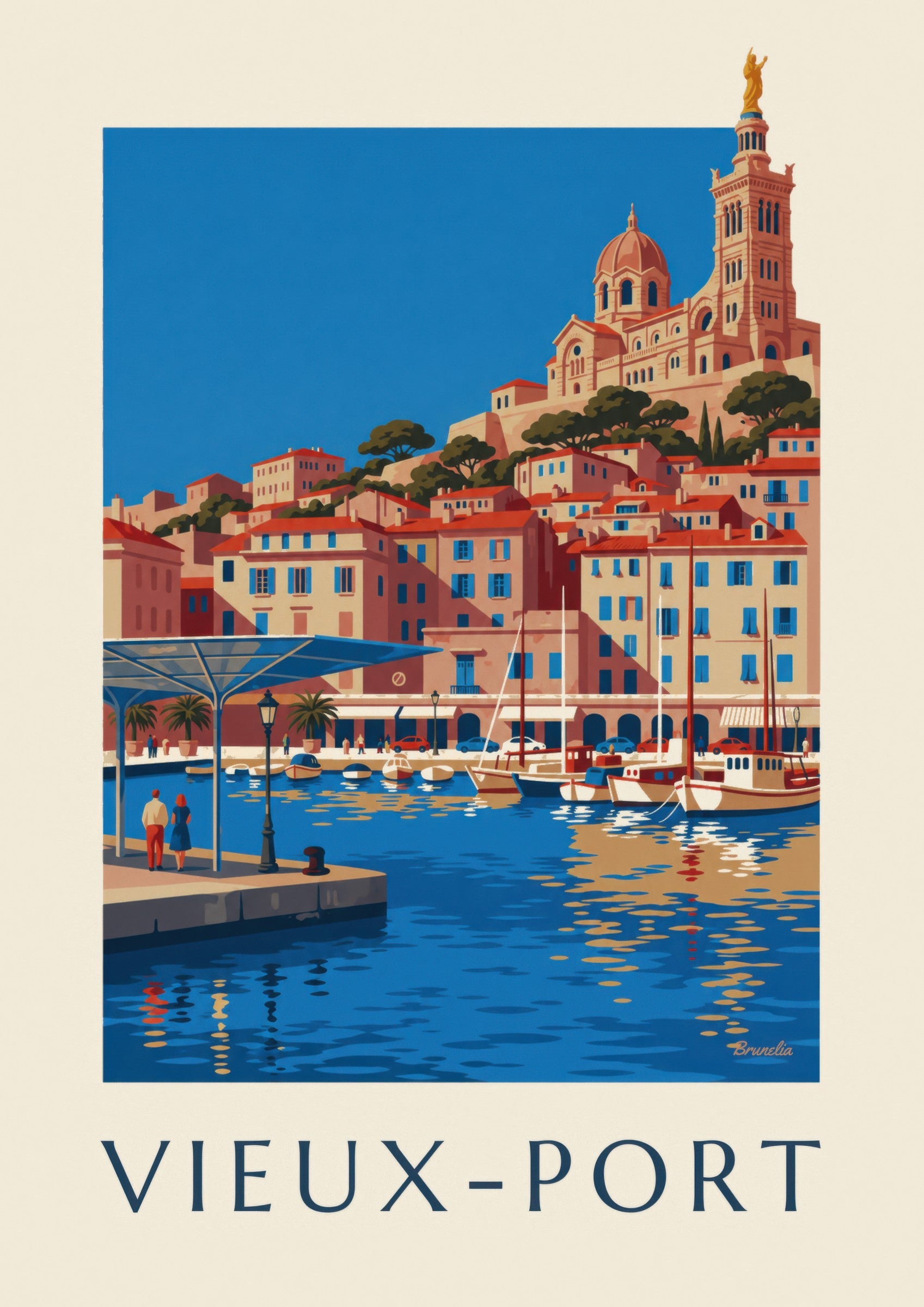 Affiche ombrière miroir du Vieux-Port de Marseille: zbliżenie szczegółu