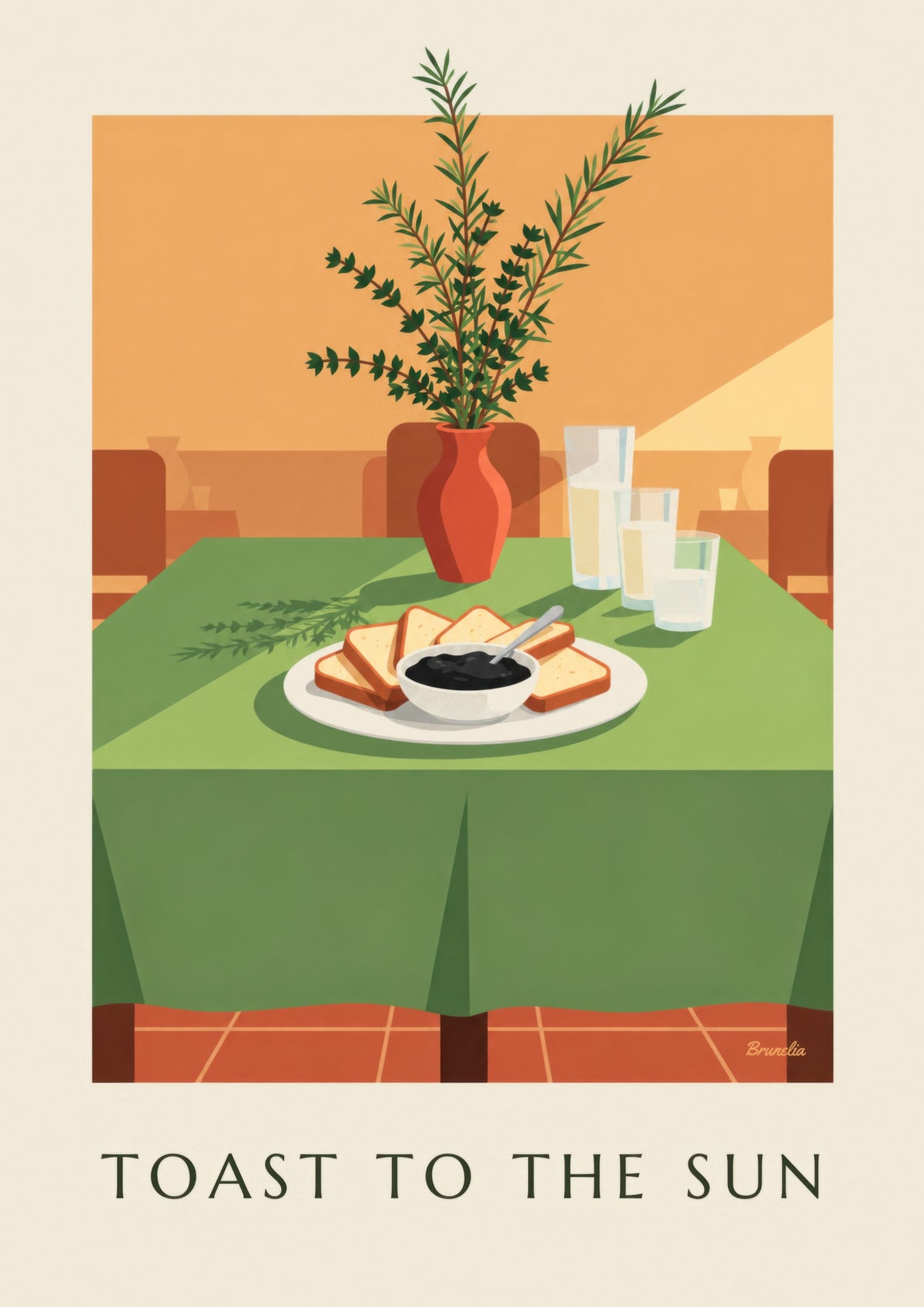 Plakat z czarną tapenadą i tostami na aperitif