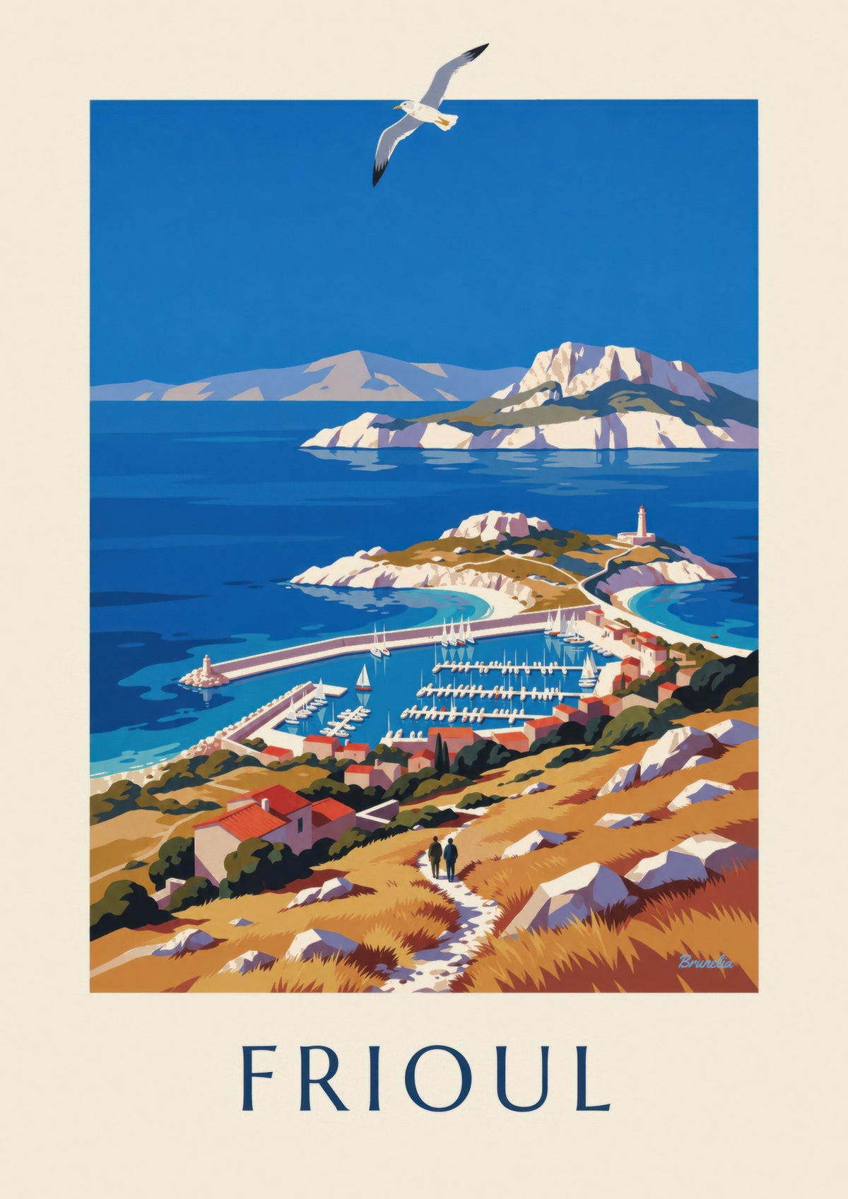 Plakat portu wysp Frioul w Marsylii