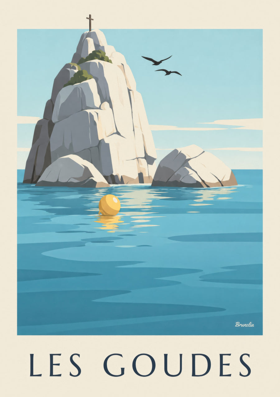 Plakat wysepki Tiboulen de Maïre z krzyżem