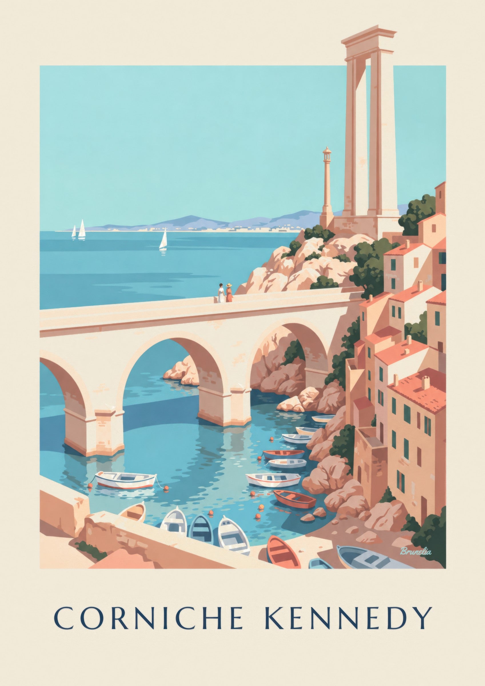 Affiche Corniche Kennedy à Marseille: zbliżenie szczegółu