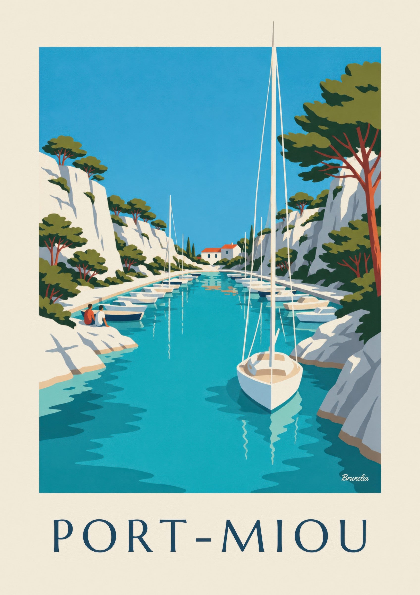 Affiche calanque de Port-Miou et voiliers: zbliżenie szczegółu