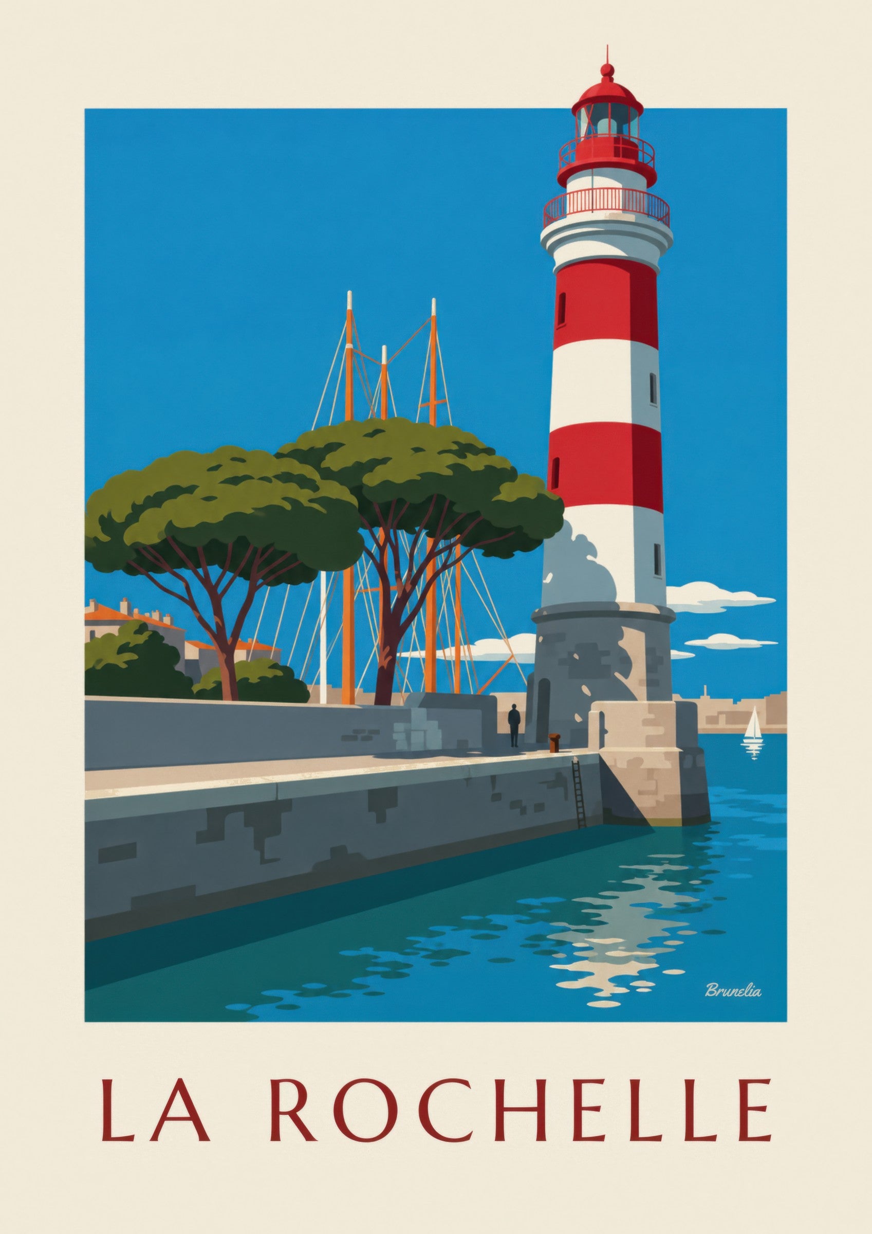 Affiche phare rouge et blanc du Gabut: zbliżenie szczegółu