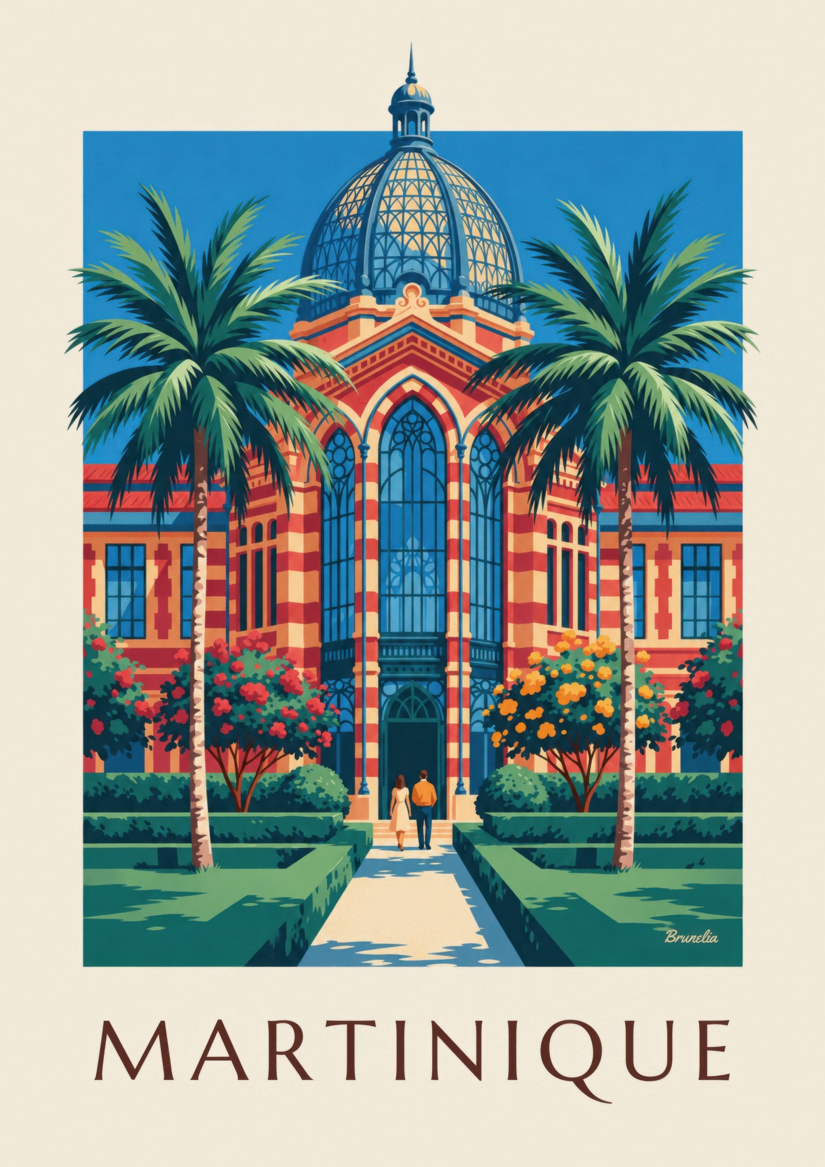 Affiche Martinique, bibliothèque Schœlcher à Fort-de-France: zbliżenie szczegółu