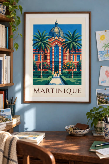 Plakat Martyniki, biblioteka Schœlcher w Fort-de-France : w ramie na ścianie