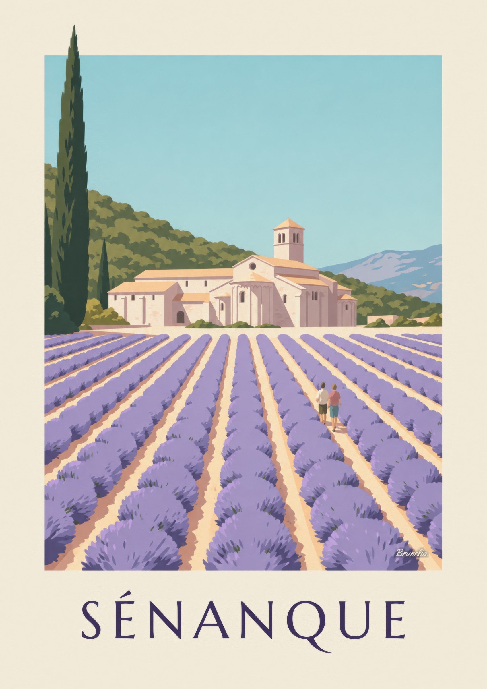 Affiche abbaye de Sénanque et lavande: zbliżenie szczegółu