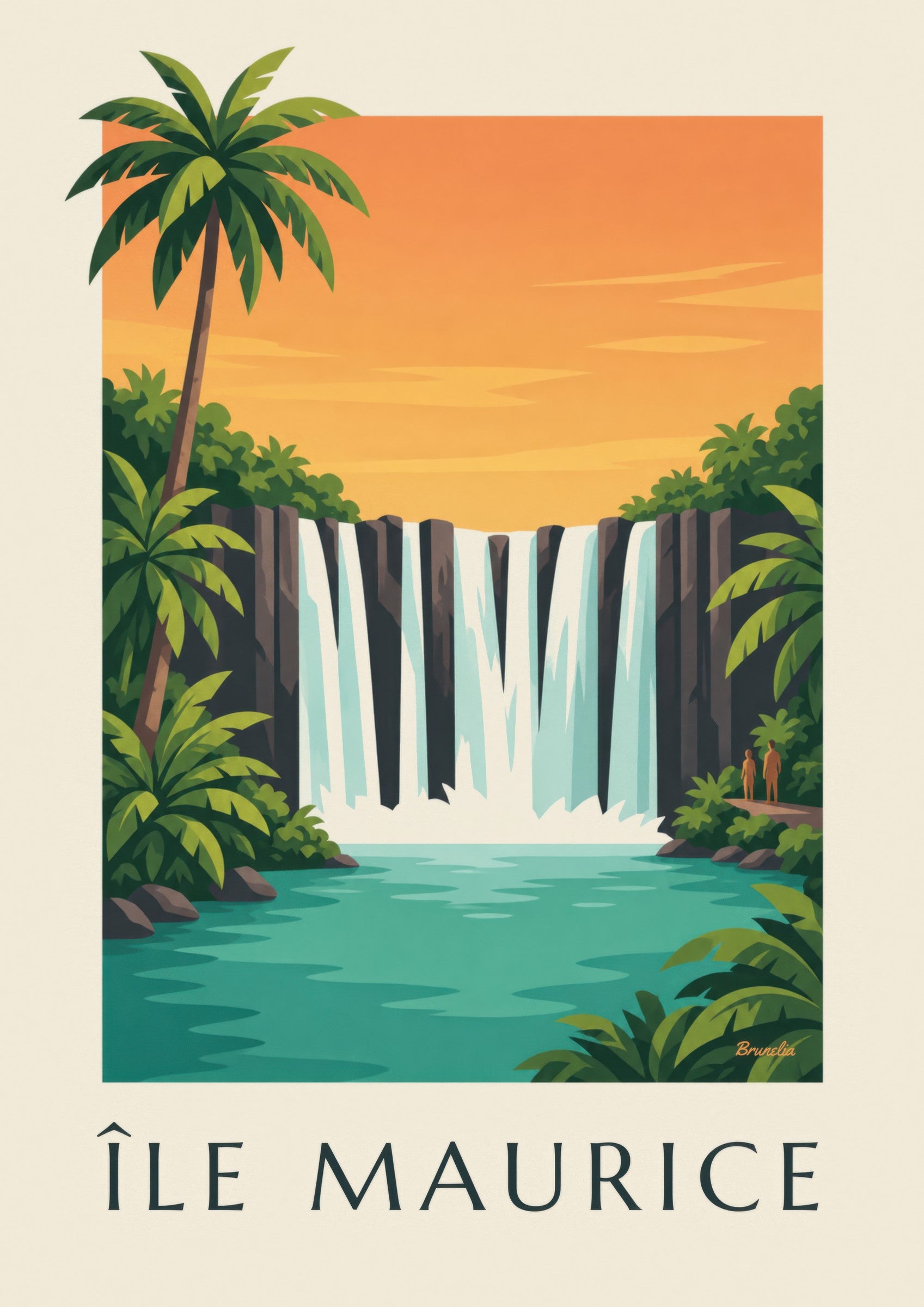 Affiche Île Maurice, cascade de Rochester (titre ÎLE MAURICE): zbliżenie szczegółu