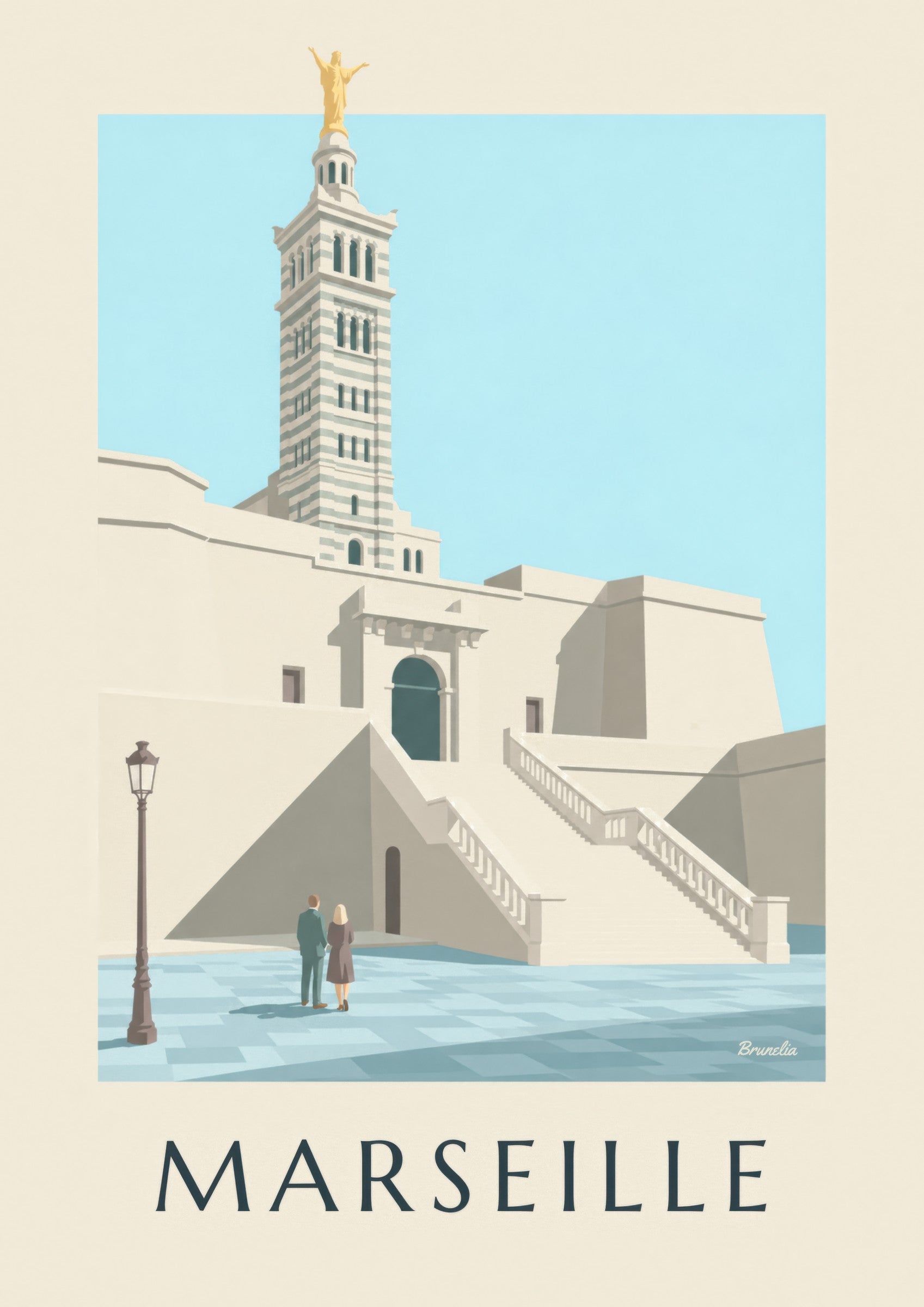 Affiche grand escalier de Notre-Dame-de-la-Garde: zbliżenie szczegółu