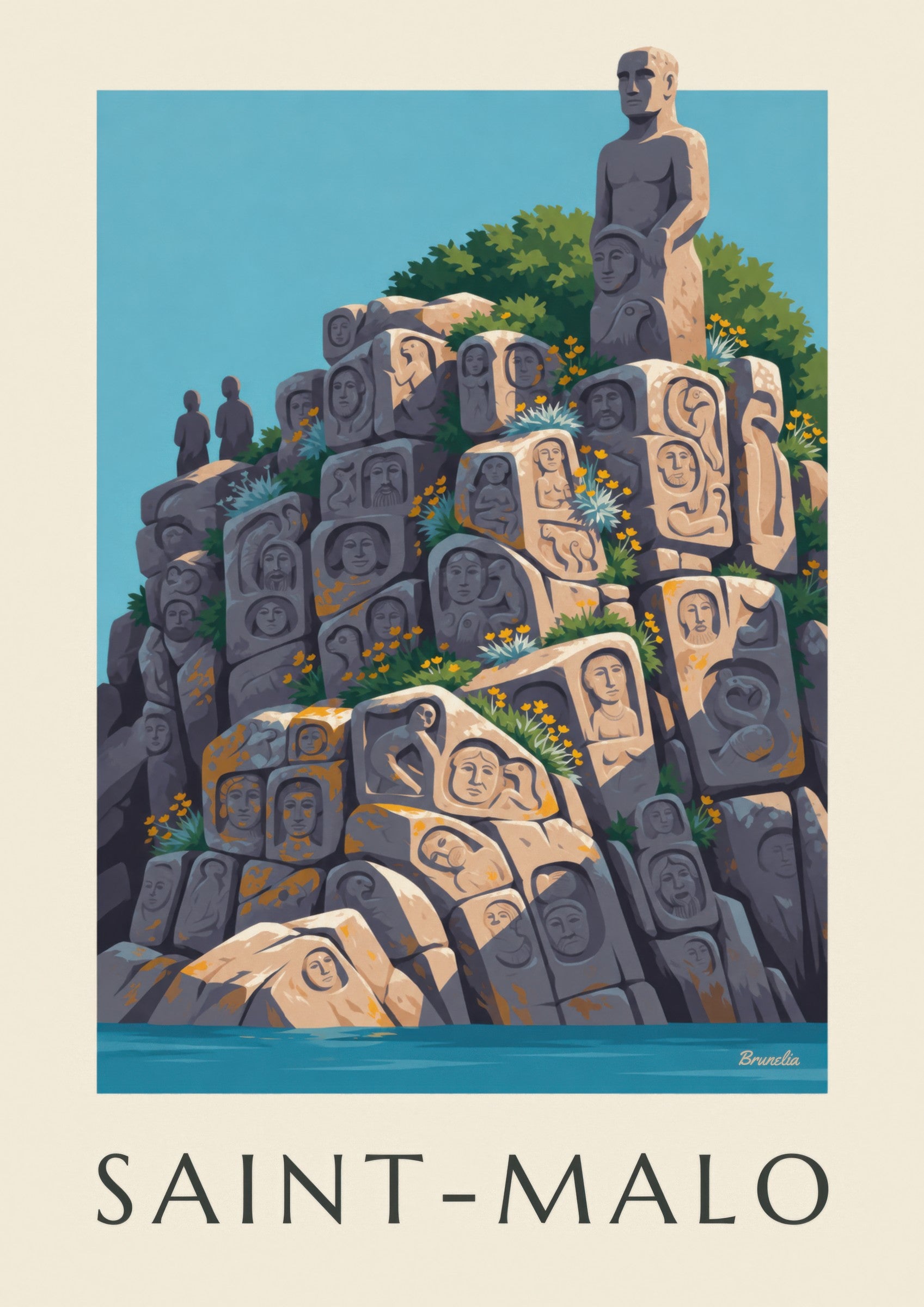 Affiche Rochers sculptés de Rothéneuf à Saint-Malo: zbliżenie szczegółu