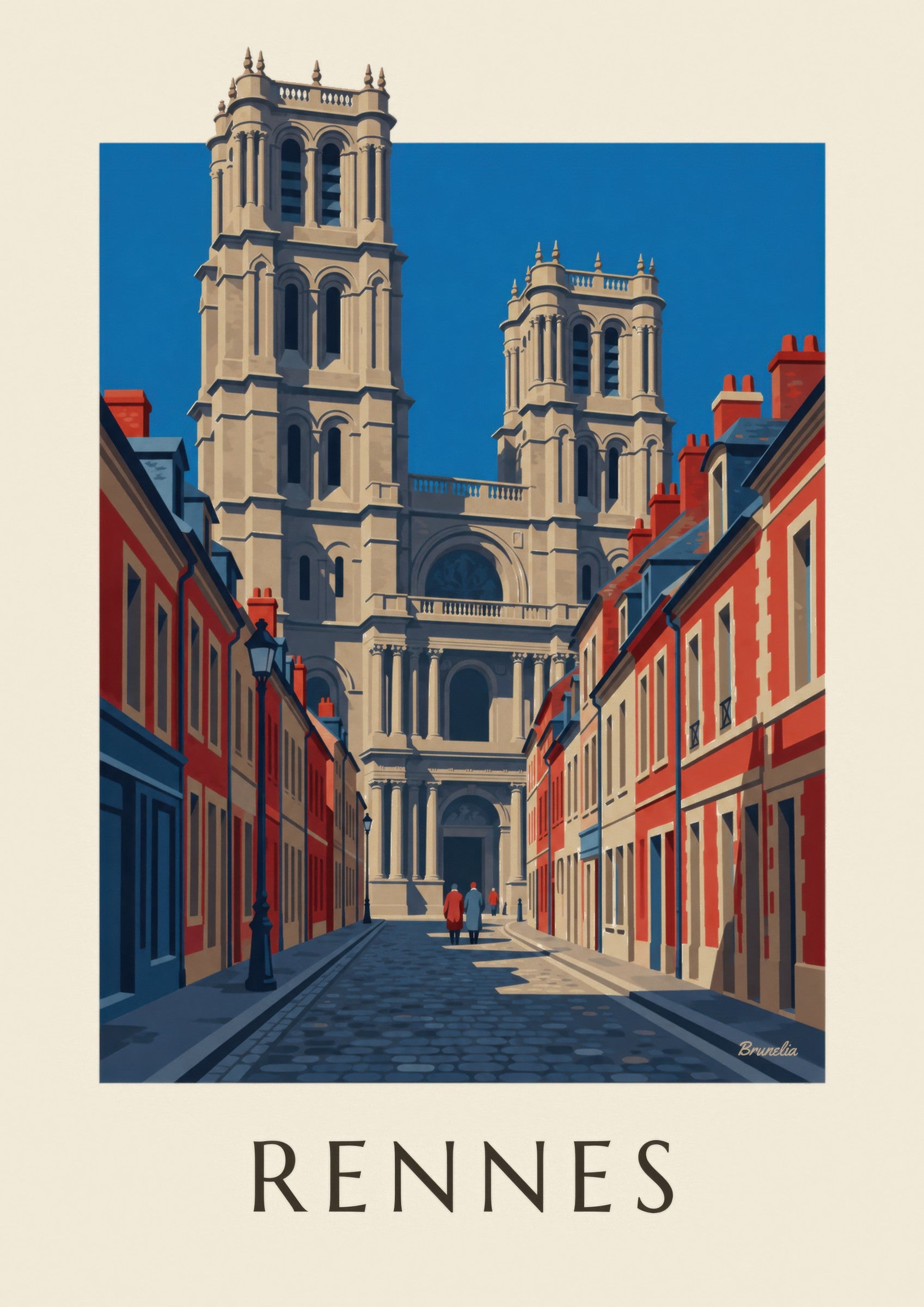 Affiche Rennes, cathédrale Saint-Pierre et ses tours: zbliżenie szczegółu