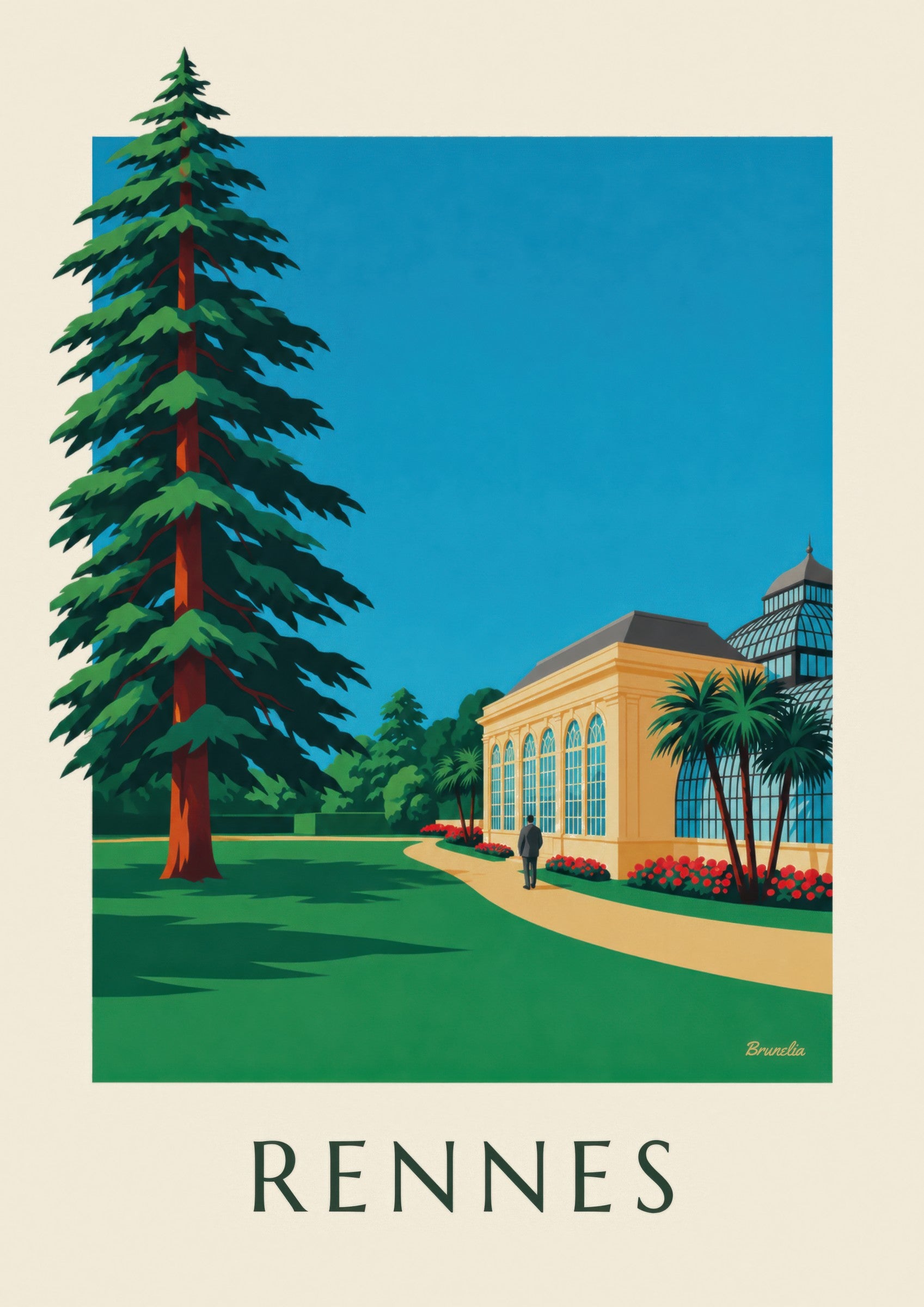 Affiche Rennes, parc du Thabor et son orangerie: zbliżenie szczegółu