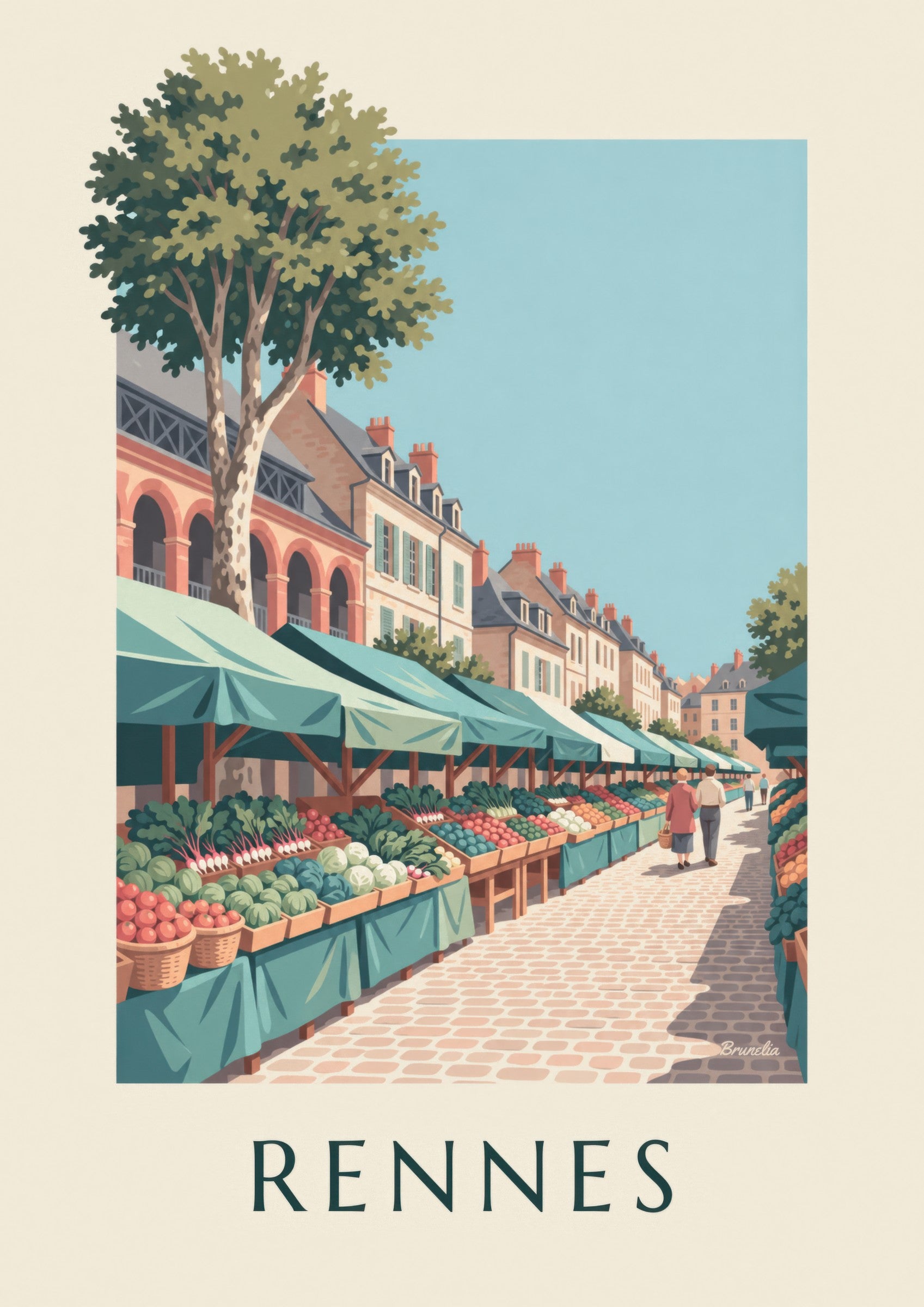 Affiche marché des Lices à Rennes: zbliżenie szczegółu