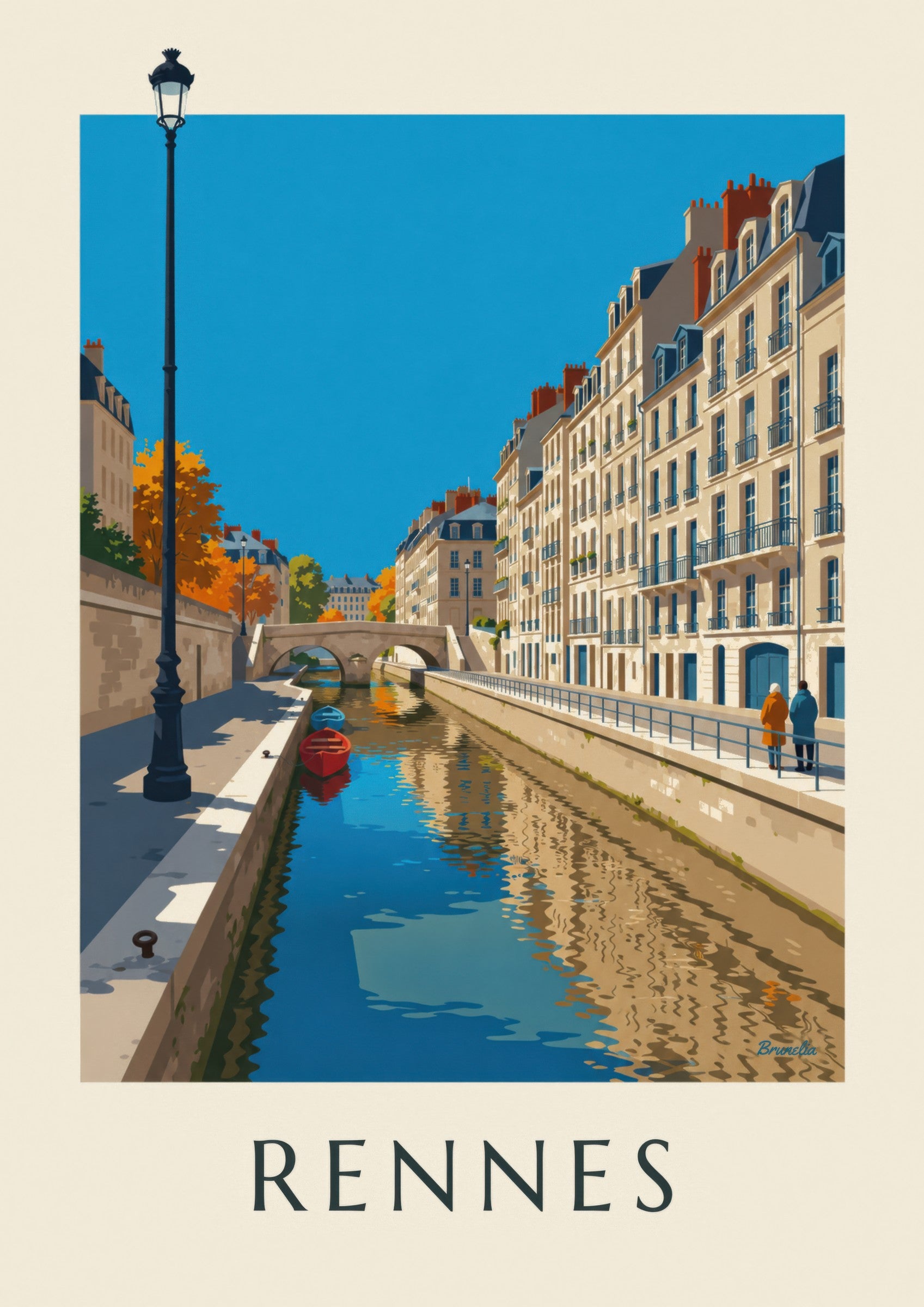 Affiche Rennes la Vilaine et le quai Émile-Zola: zbliżenie szczegółu