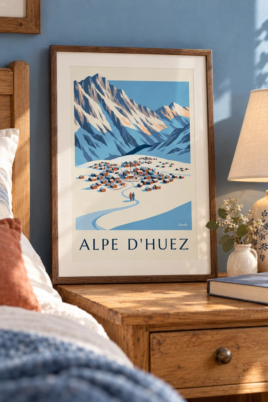Plakat Alpe d'Huez widzianego z Pic Blanc zimą : mały format A4 w ramie