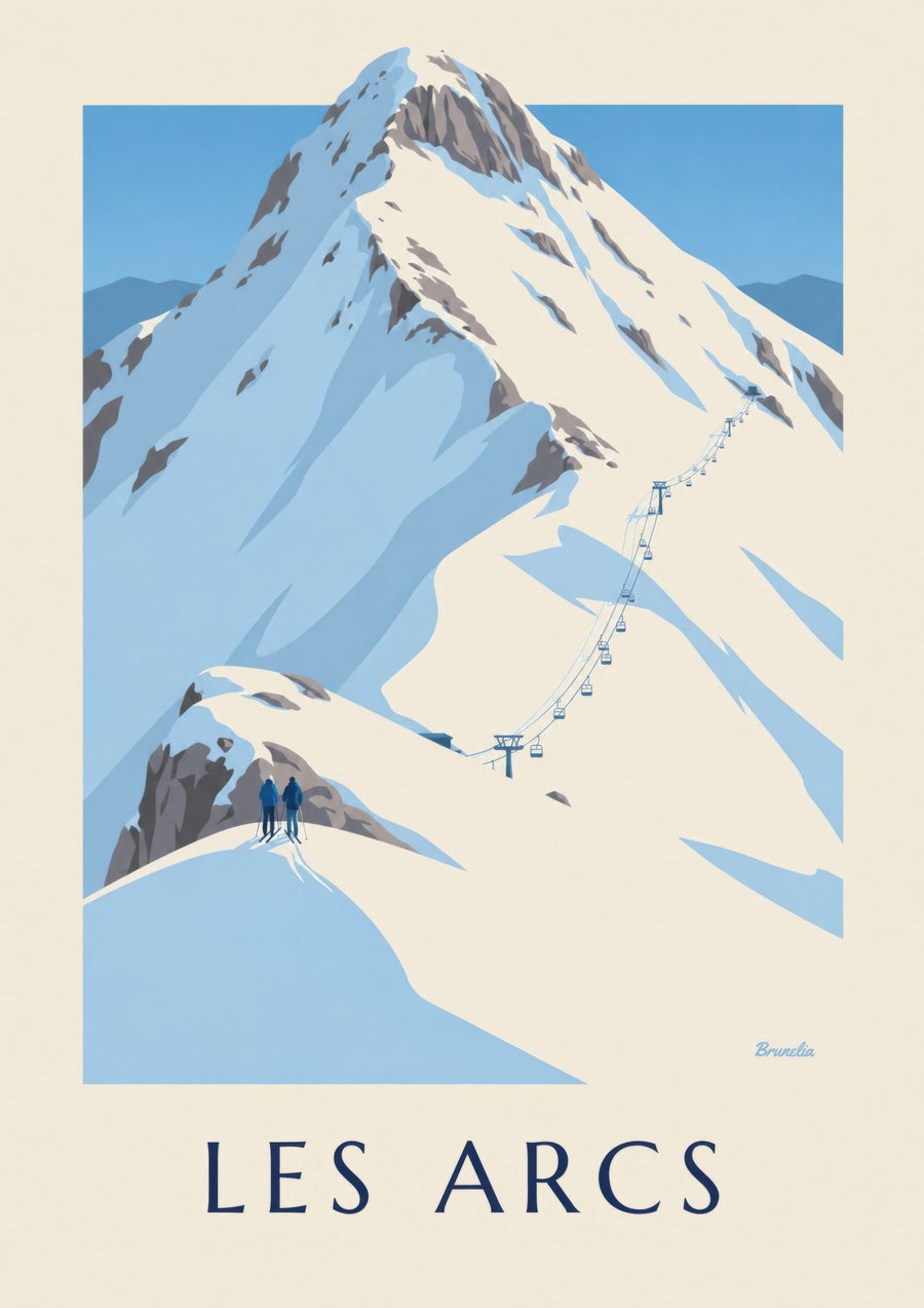 Plakat Les Arcs, zaśnieżona góra | Brunelia