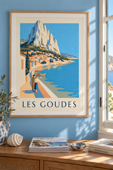 Plakat Les Goudes widzianych od strony morza : w ramie na ścianie