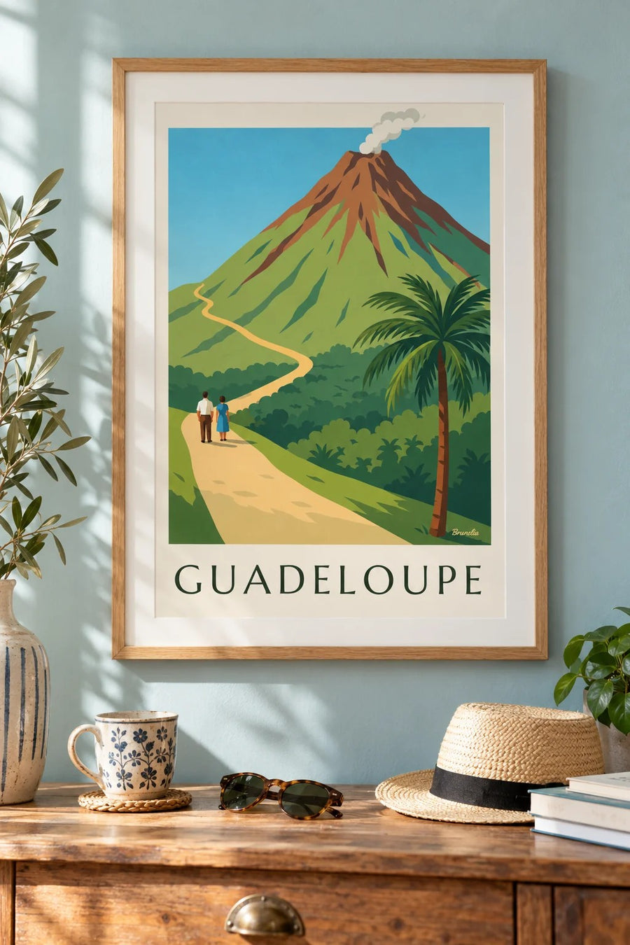 Plakat Gwadelupa, wulkan La Soufrière : w ramie na ścianie