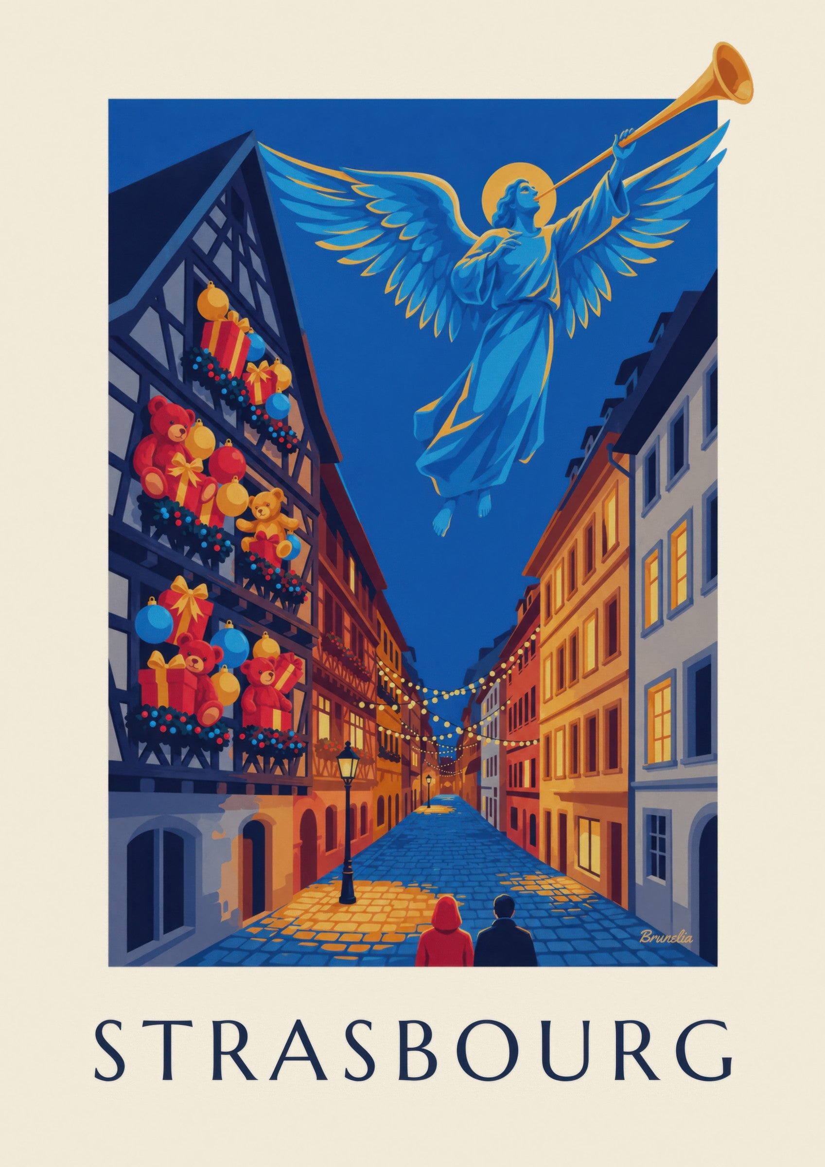 Affiche Strasbourg à Noël, ange lumineux: zbliżenie szczegółu