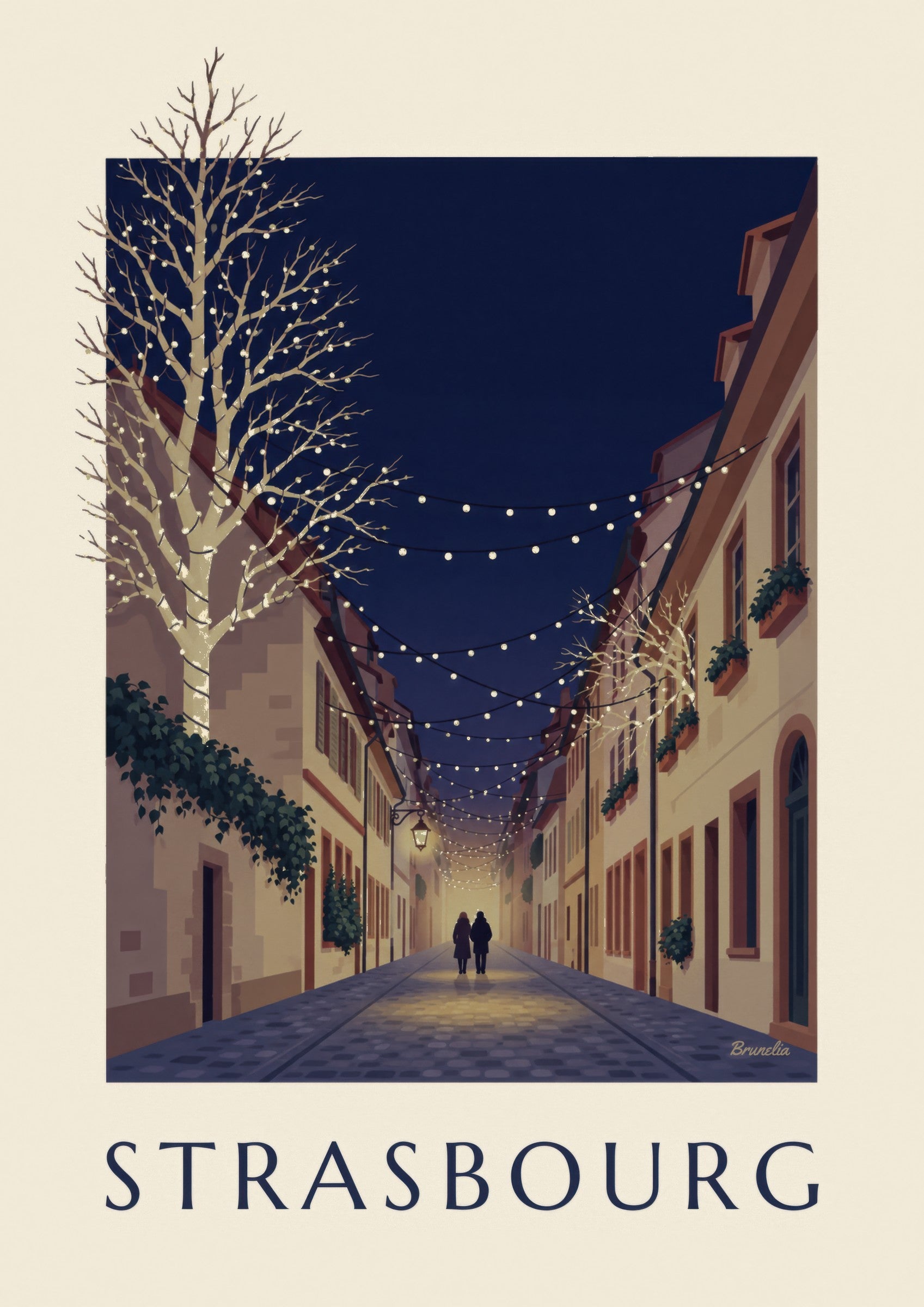 Affiche ruelle de Strasbourg illuminée pour Noël: zbliżenie szczegółu