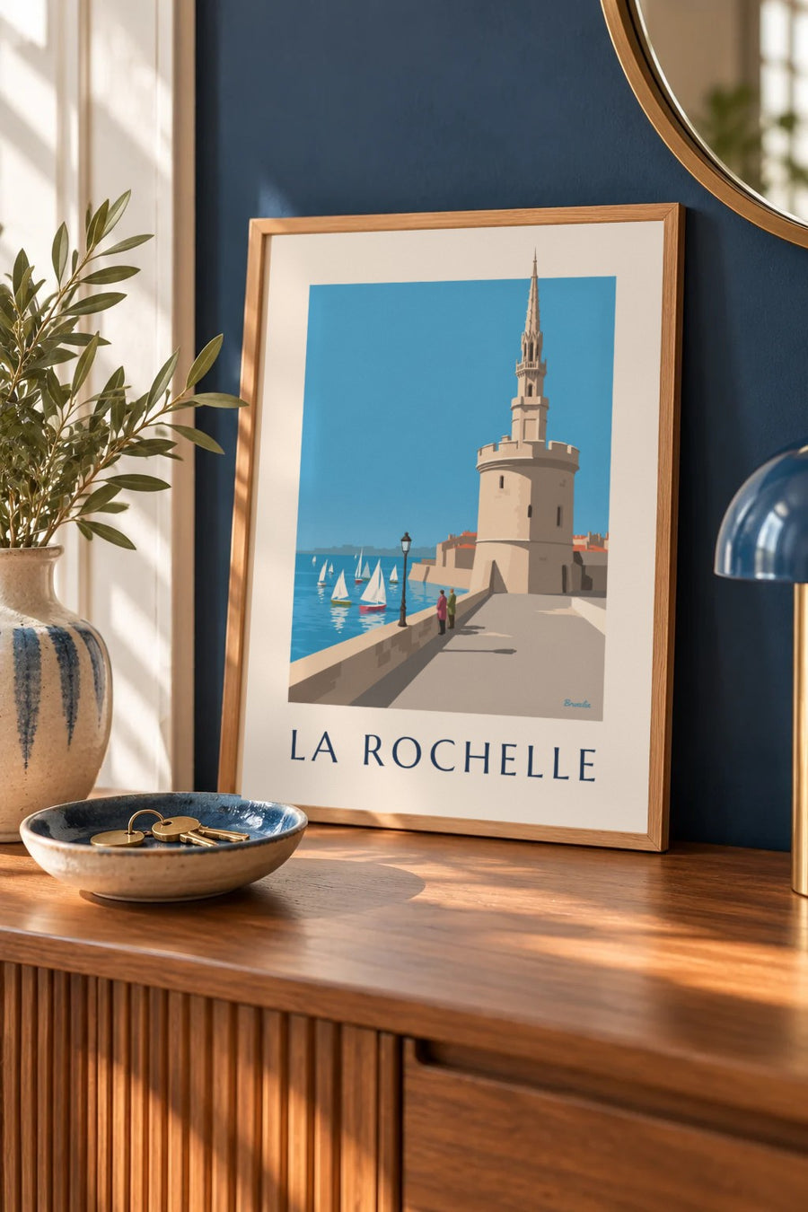 Plakat Wieży Latarni w La Rochelle : mały format A4 w ramie