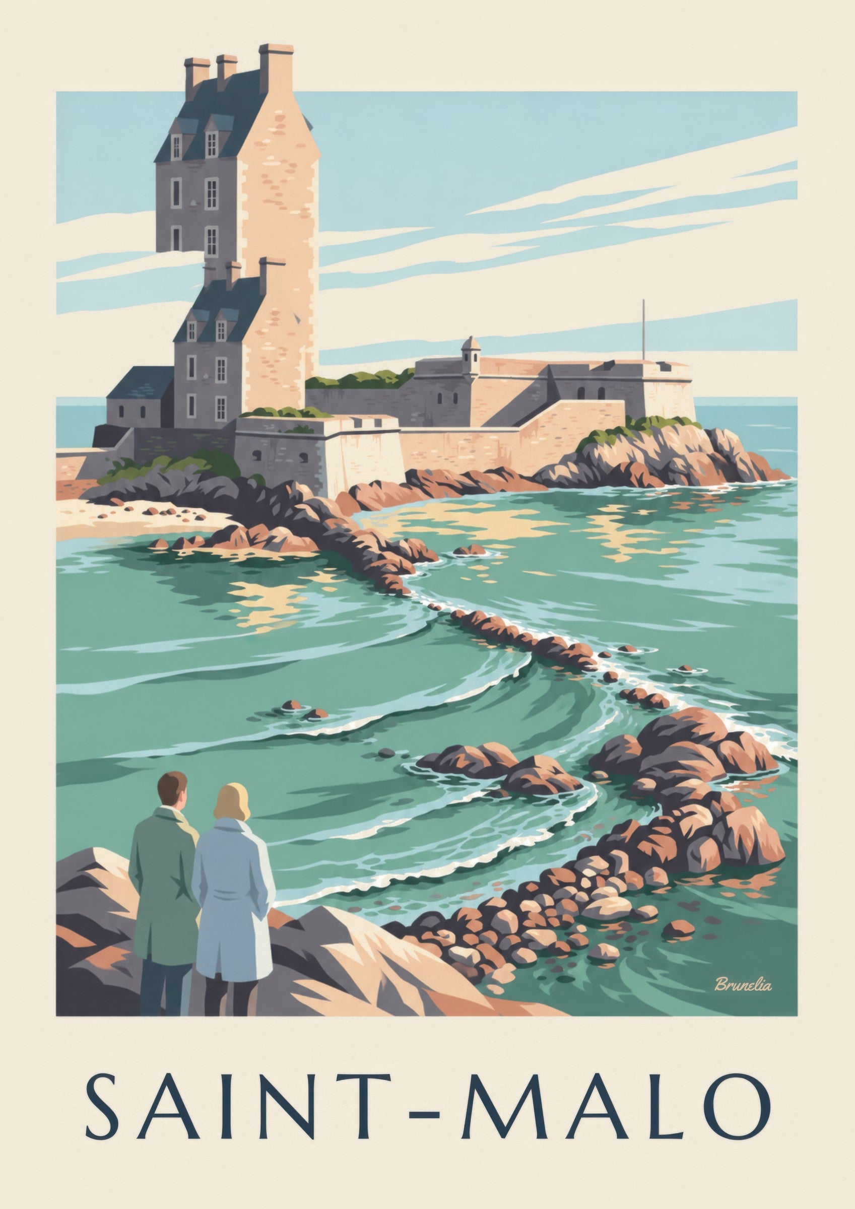 Affiche Fort National de Saint-Malo à marée haute: zbliżenie szczegółu