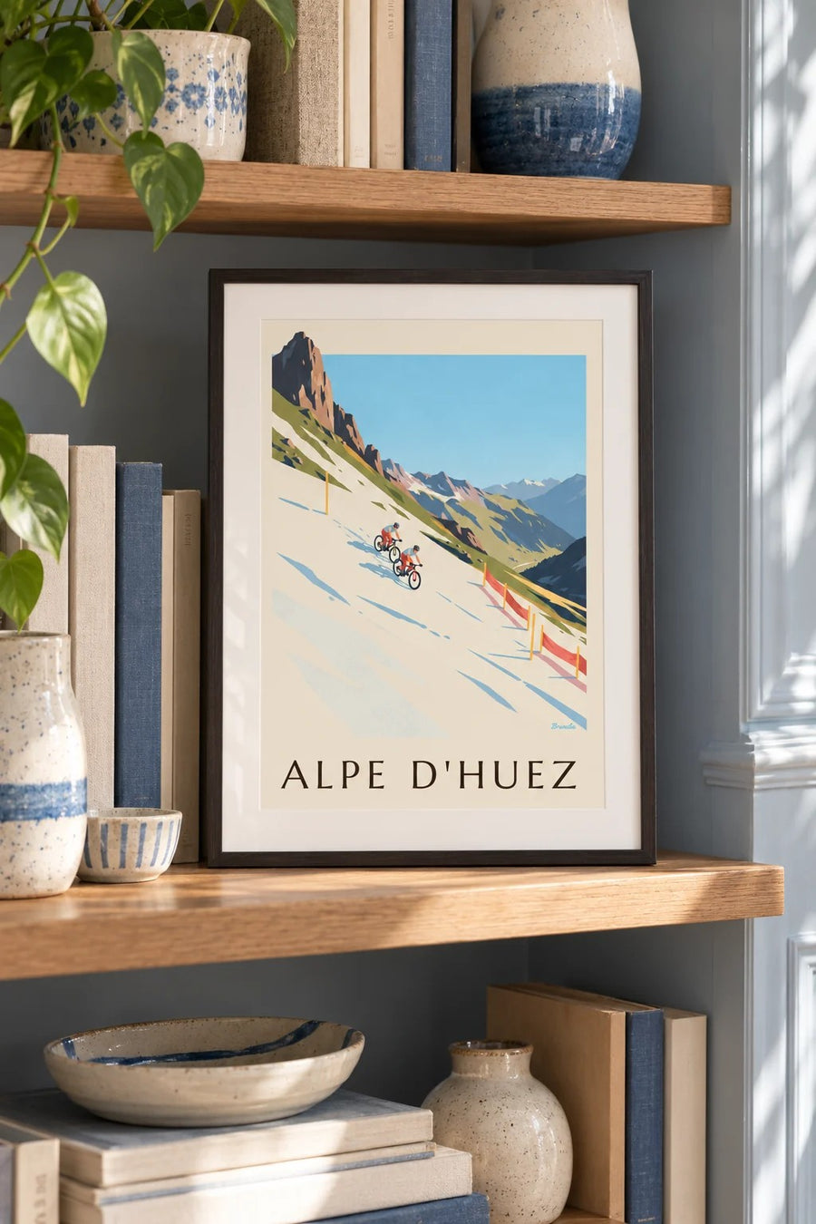 Affiche Alpe d'Huez, VTT sur la neige : petit format A4 encadré