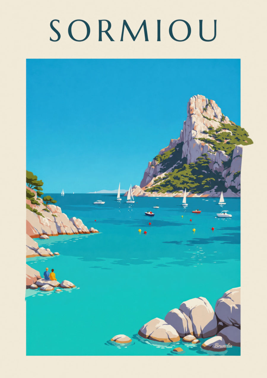 Plakat zatoki Sormiou w Marsylii