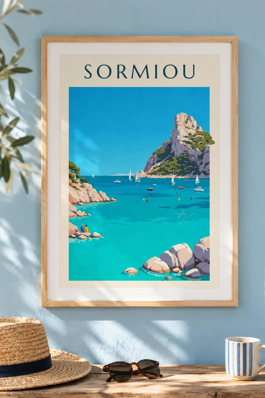 Plakat zatoki Sormiou w Marsylii : w ramie na ścianie