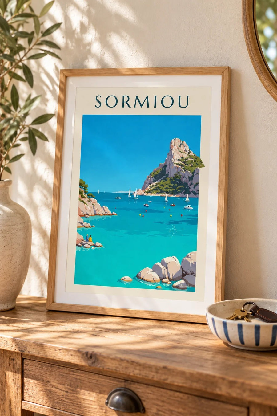 Plakat zatoki Sormiou w Marsylii : mały format A4 w ramie