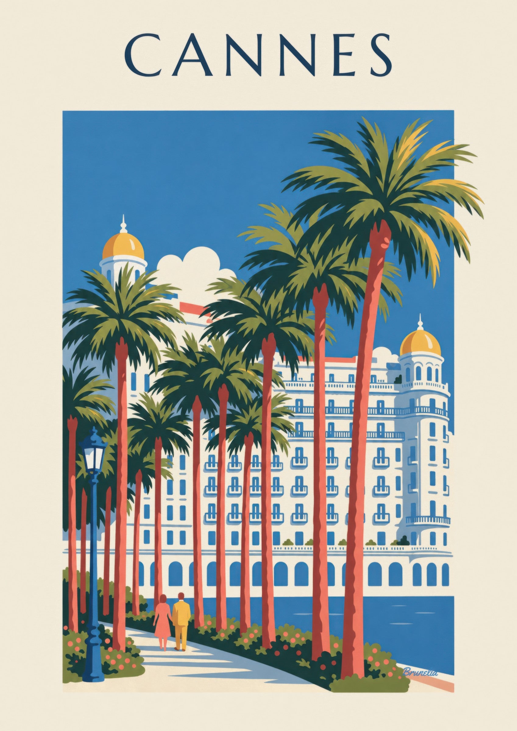 Affiche Croisette de Cannes, palmiers et palace: zbliżenie szczegółu