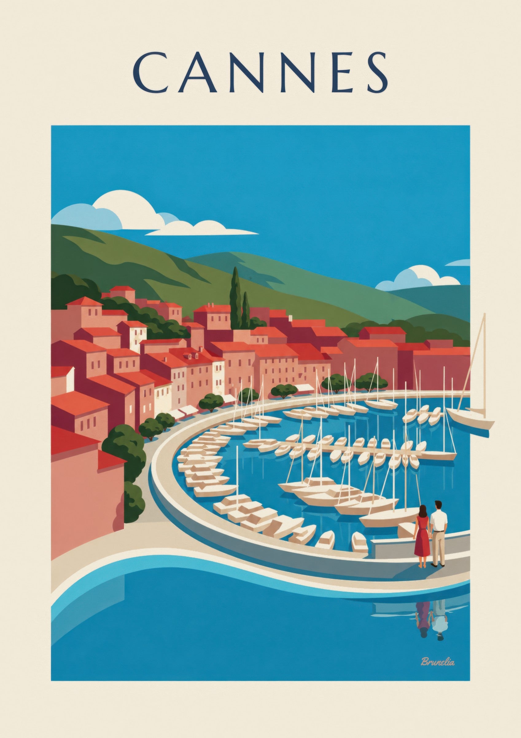 Affiche baie de Cannes vue du Suquet: zbliżenie szczegółu