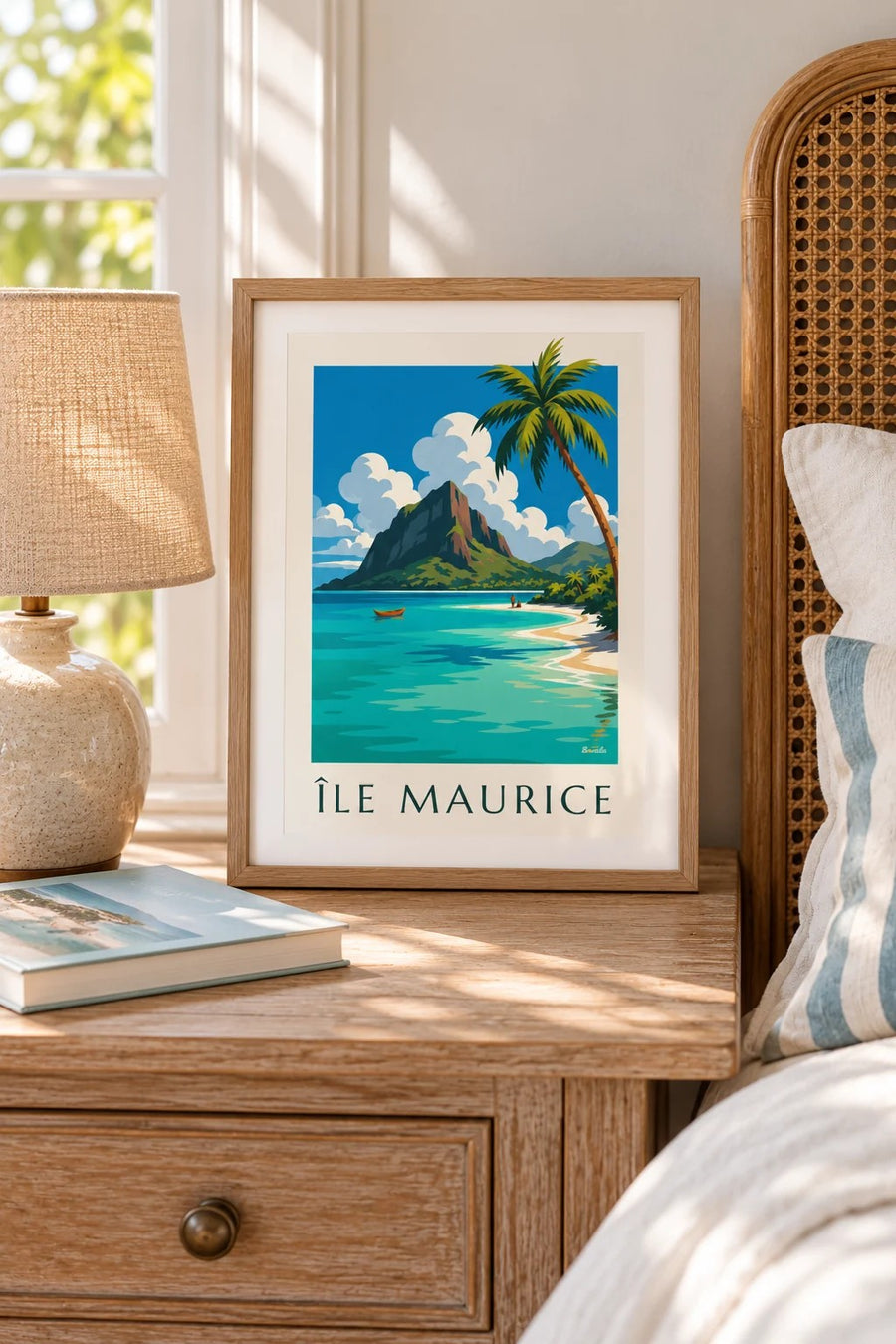 Plakat Morne Brabant i jego laguny (tytuł ÎLE MAURICE) : mały format A4 w ramie