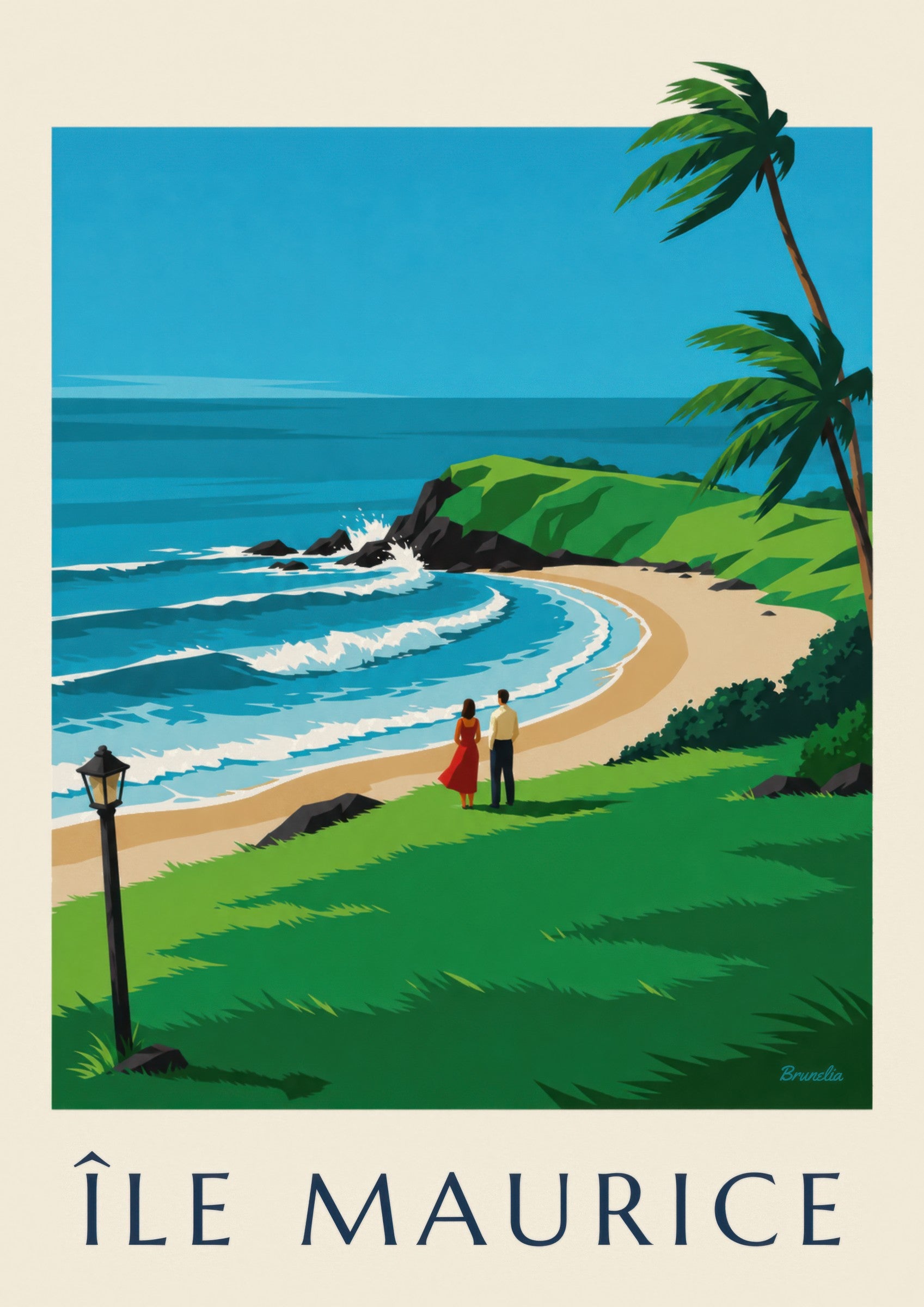 Affiche Île Maurice, côte sauvage de Gris-Gris (titre ÎLE MAURICE): zbliżenie szczegółu