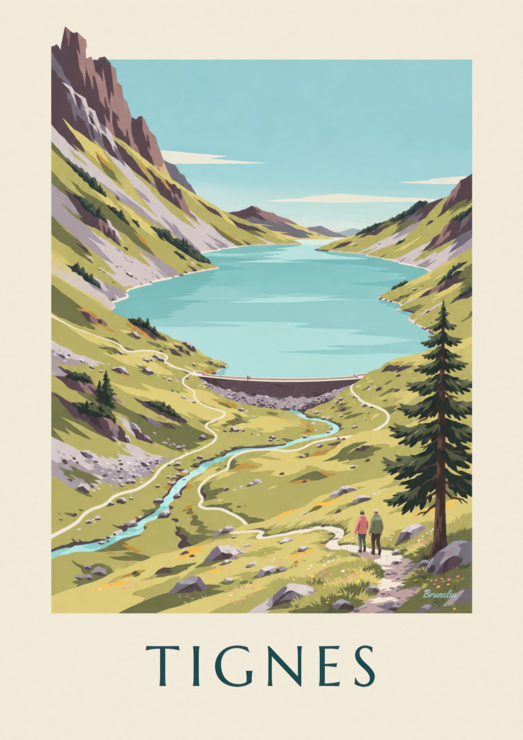 Affiche Tignes, lac turquoise de la Sassière: zbliżenie szczegółu