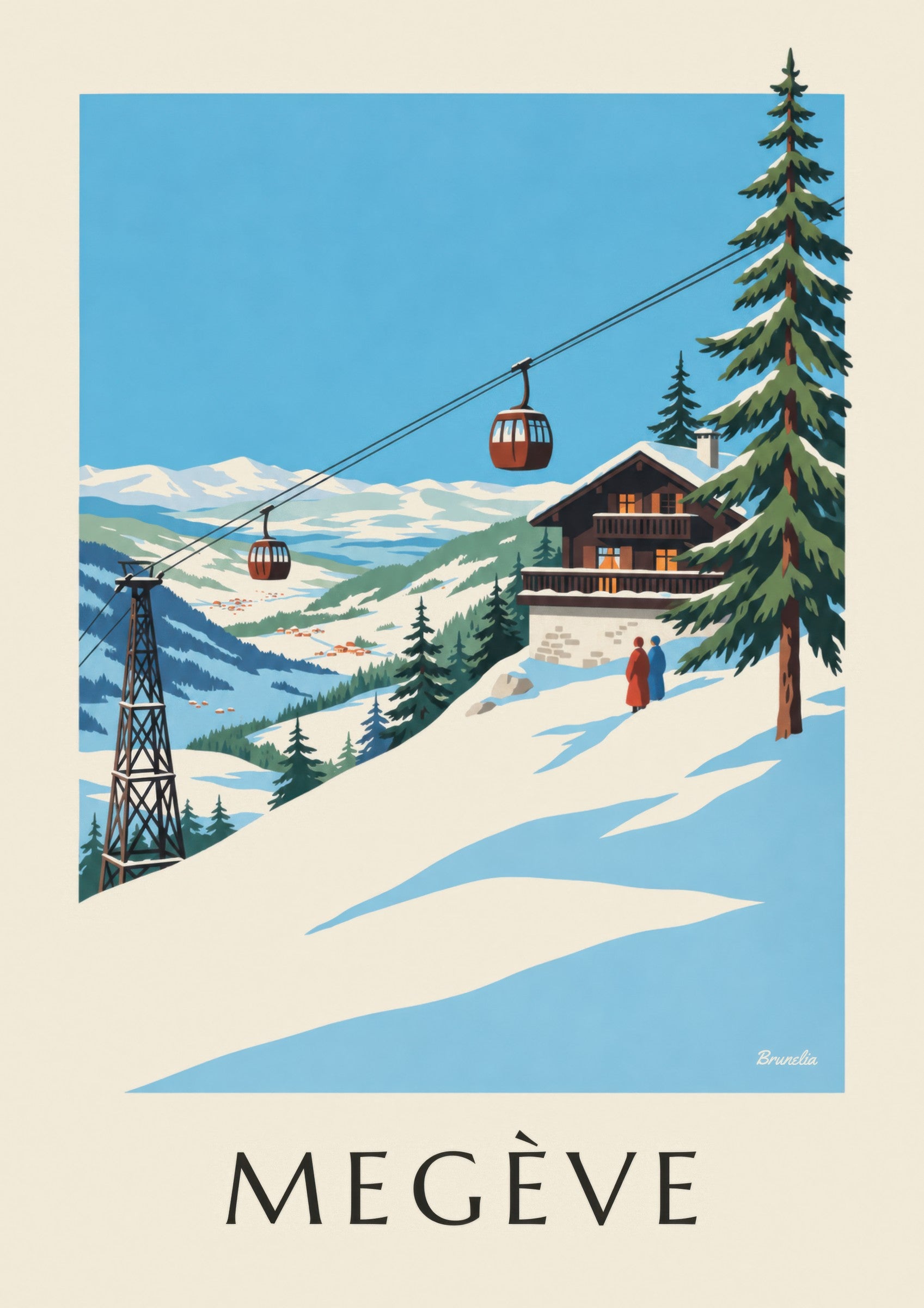 Affiche Megève, télécabine du Mont d'Arbois: zbliżenie szczegółu