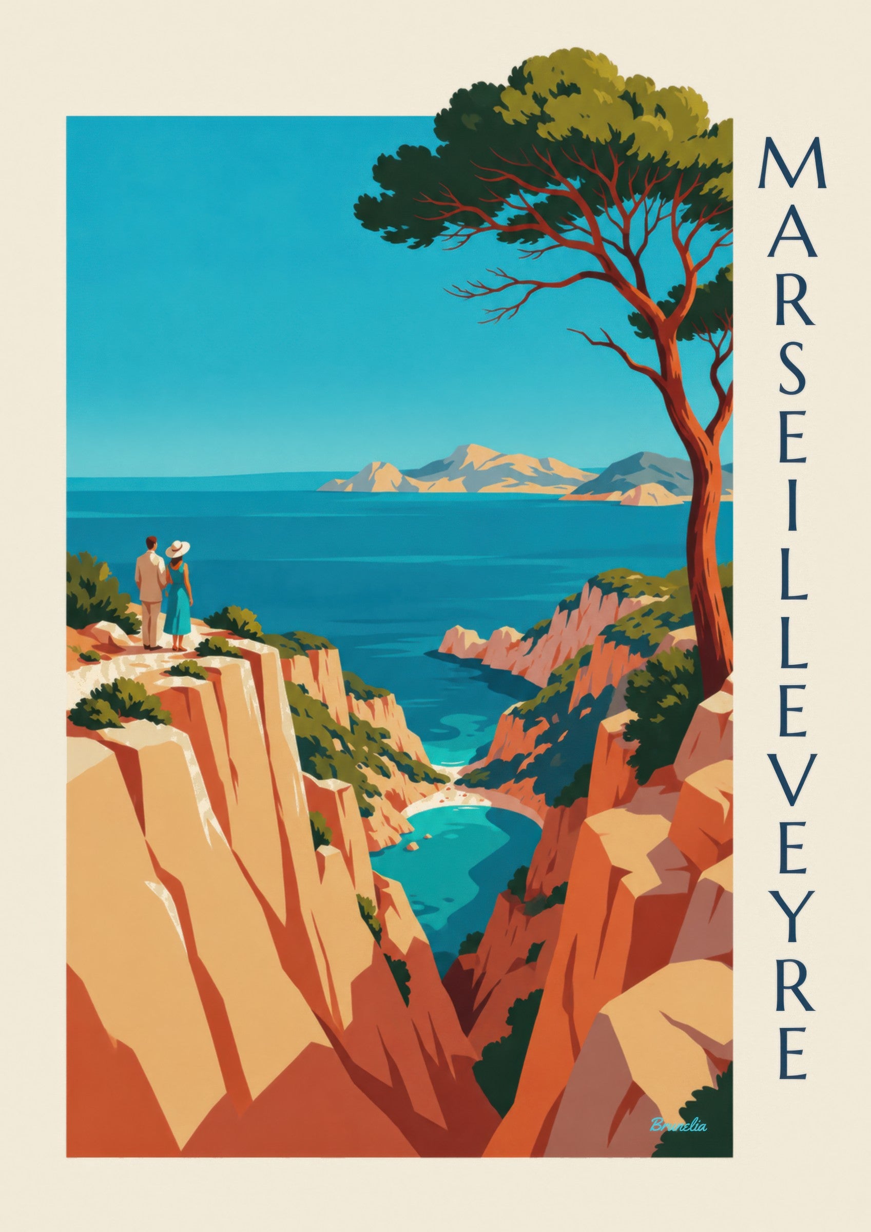 Affiche calanque de Marseilleveyre et îles de Riou: zbliżenie szczegółu