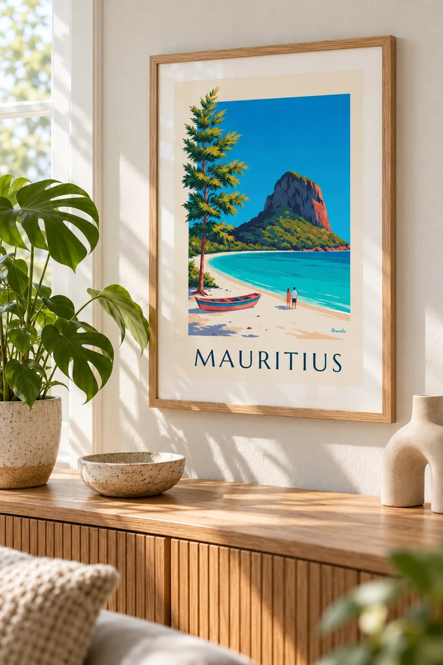 Plakat Le Morne Brabant i laguna na Mauritiusie: mały format A4 w ramce