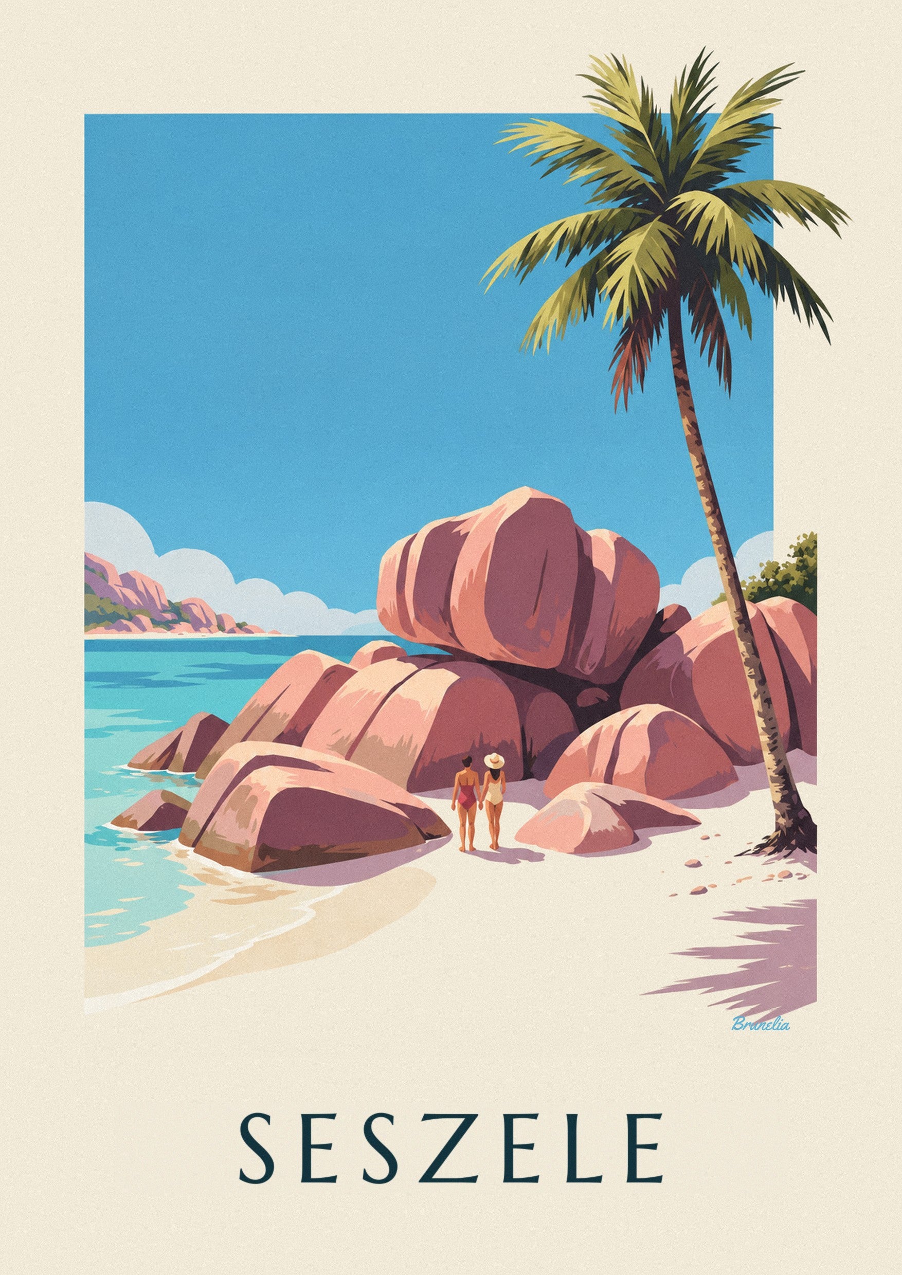 Plakat zatoczka Anse Source d’Argent na La Digue na Seszelach: zbliżenie szczegółu