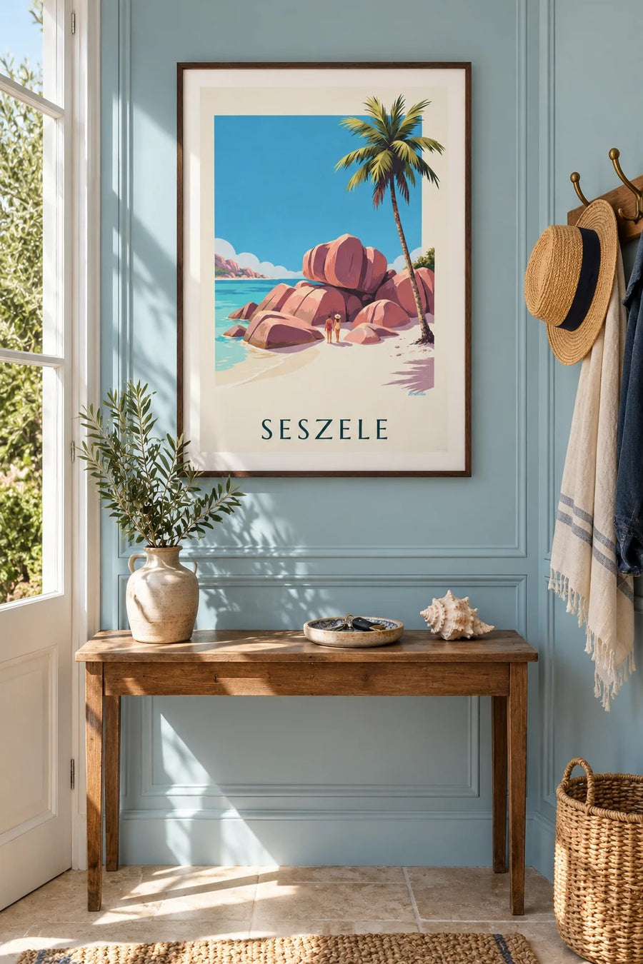 Plakat zatoczka Anse Source d’Argent na La Digue na Seszelach: oprawiony na ścianie