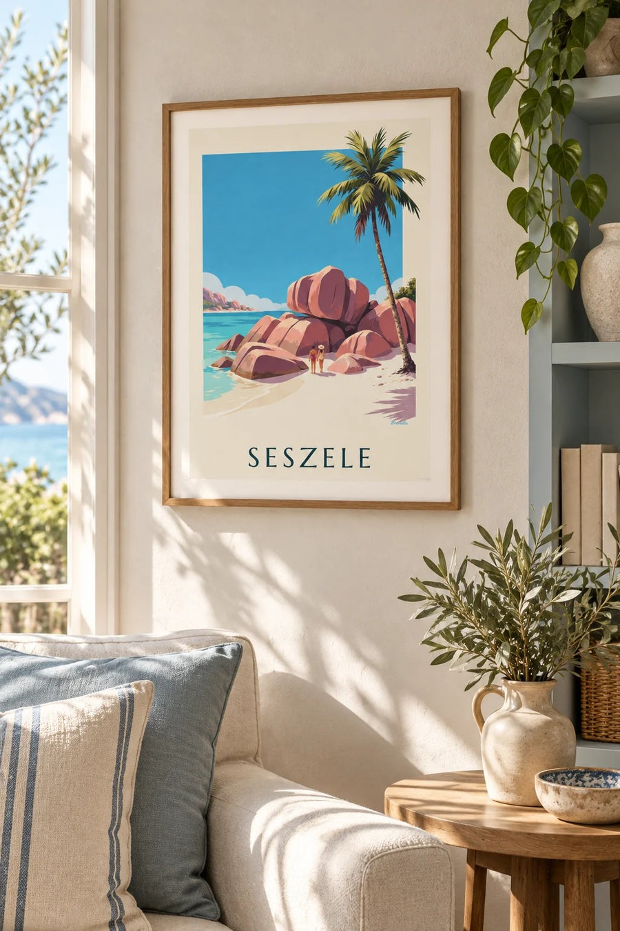 Plakat zatoczka Anse Source d’Argent na La Digue na Seszelach: mały format A4 w ramie
