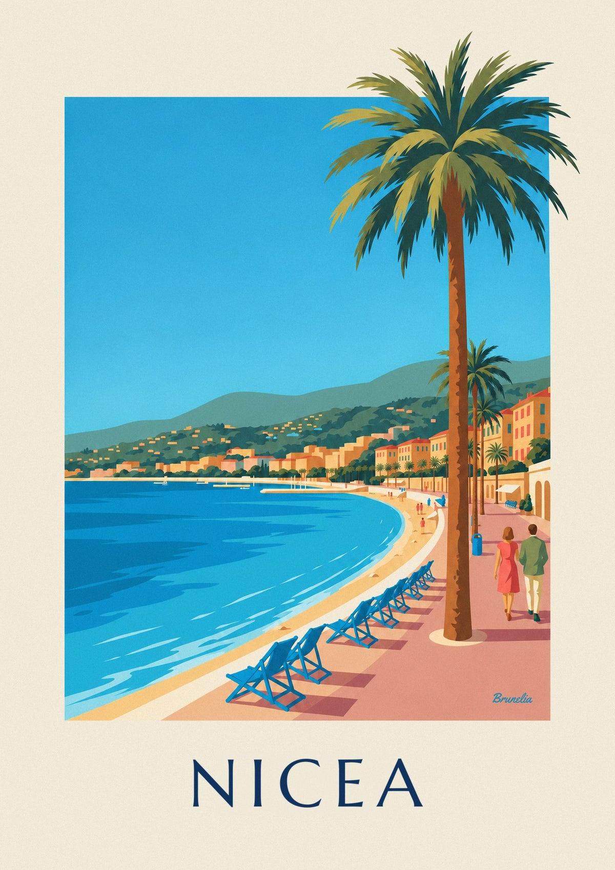 Plakat Promenade des Anglais i Zatoka Aniołów w Nicei