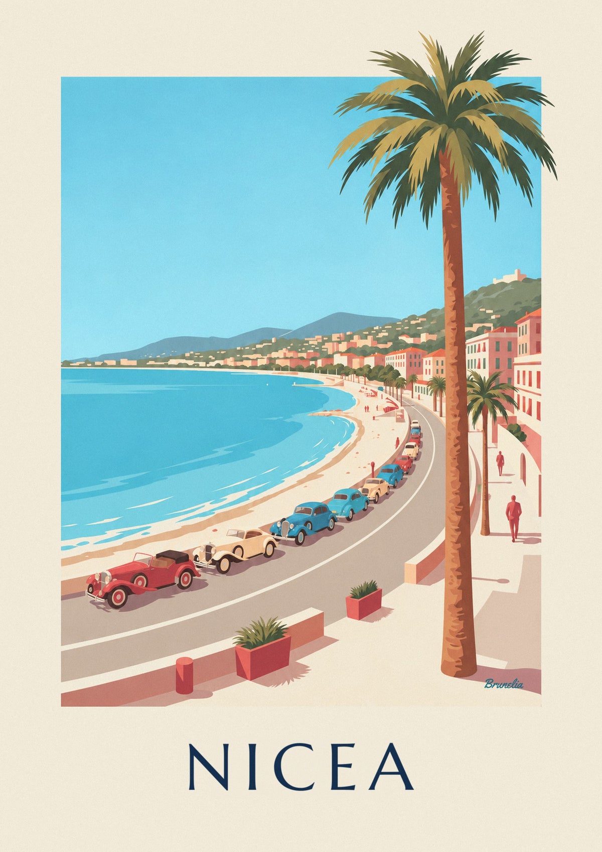 Plakat samochody kolekcjonerskie na Promenade des Anglais w Nicei
