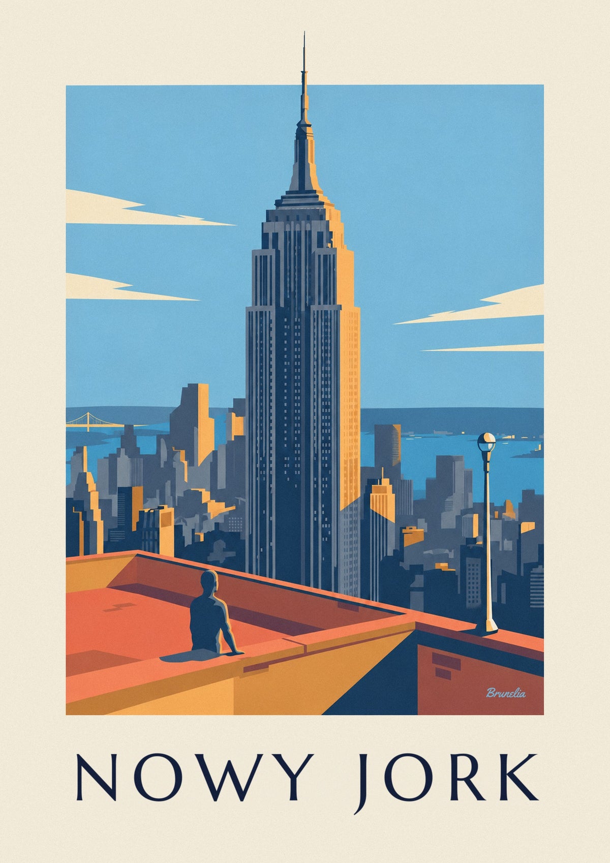 Plakat Empire State Building nad Manhattanem w Nowym Jorku