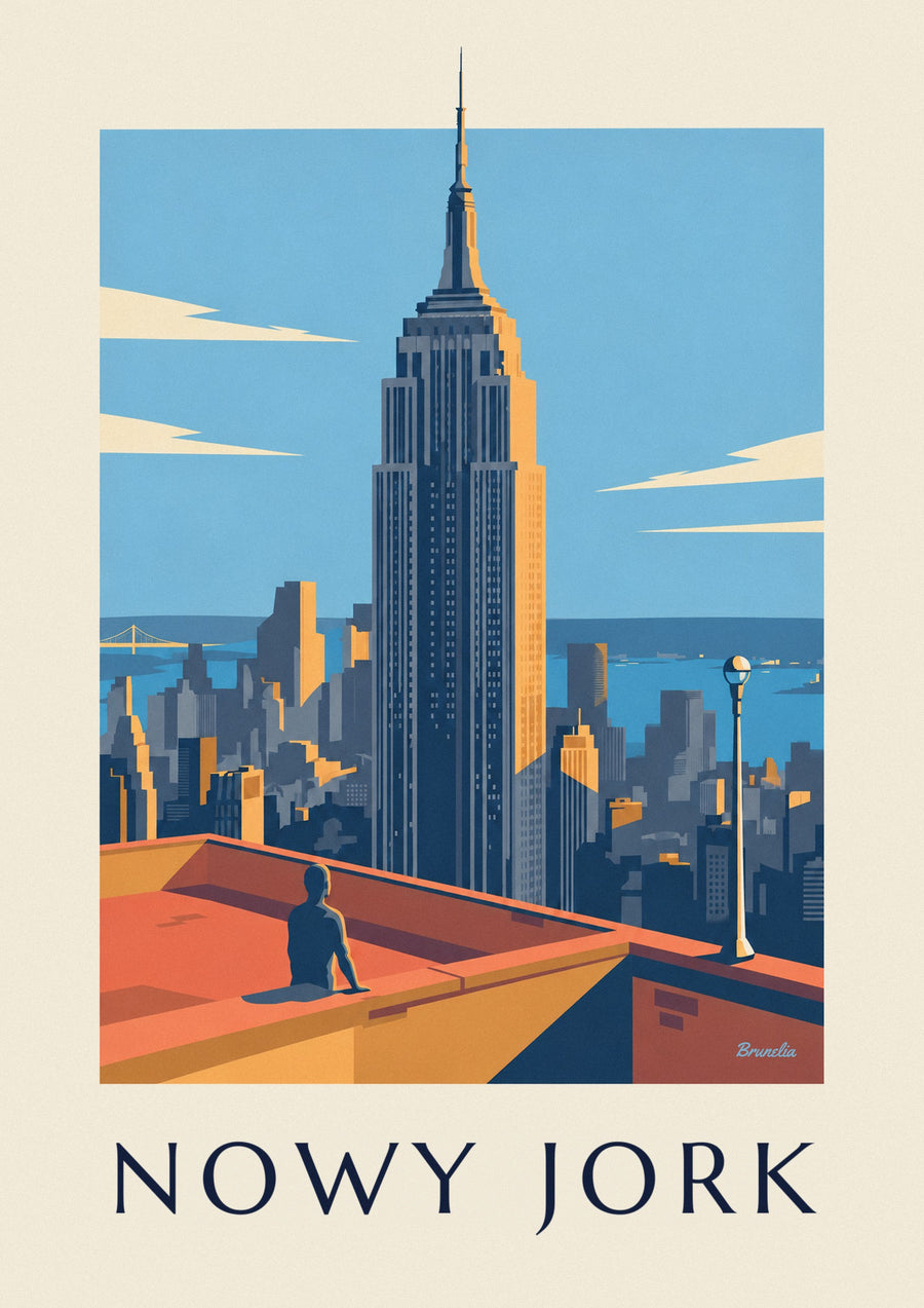 Plakat Empire State Building nad Manhattanem w Nowym Jorku
